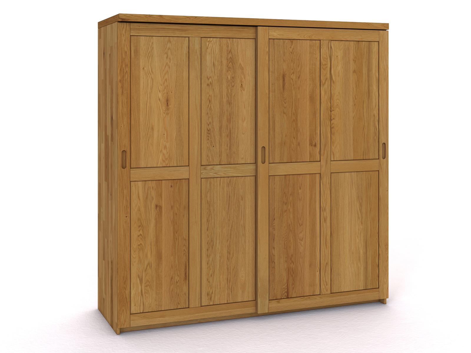 Schiebetüreschrank „Edelweiß" aus Eiche, 2-türig breit, Höhe 208 cm