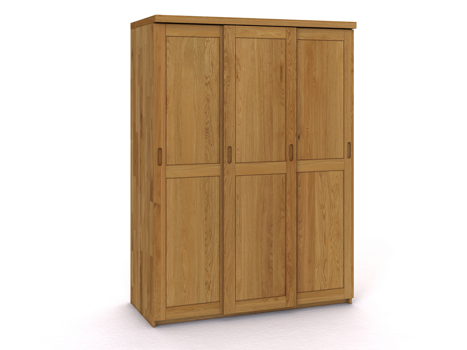 Schiebetüreschrank „Edelweiß" aus Eiche, 3-türig schmal, Höhe 208 cm