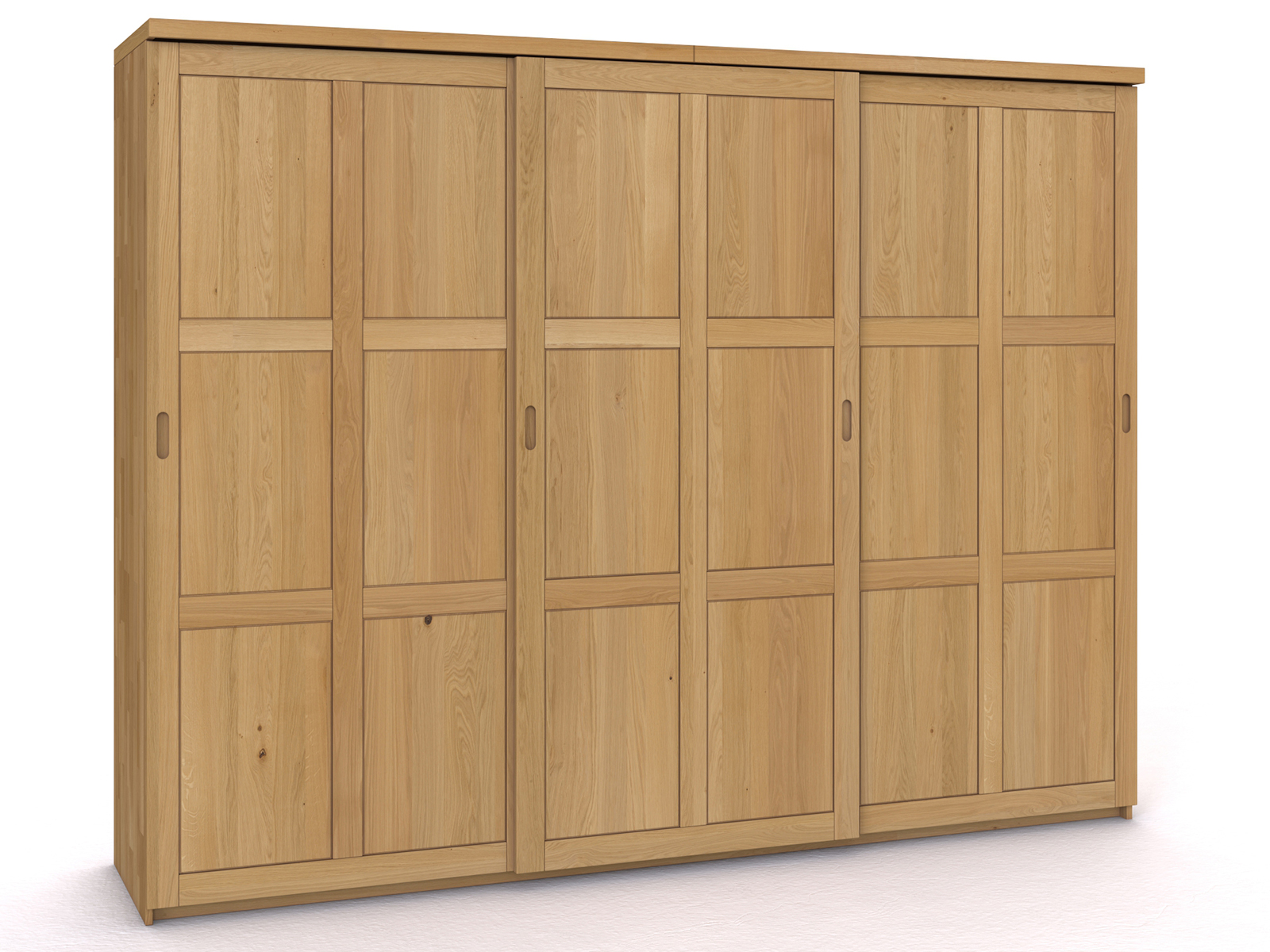 Schiebetüreschrank „Enzian" aus Eiche Hell, 3-türig breit, Höhe 233 cm