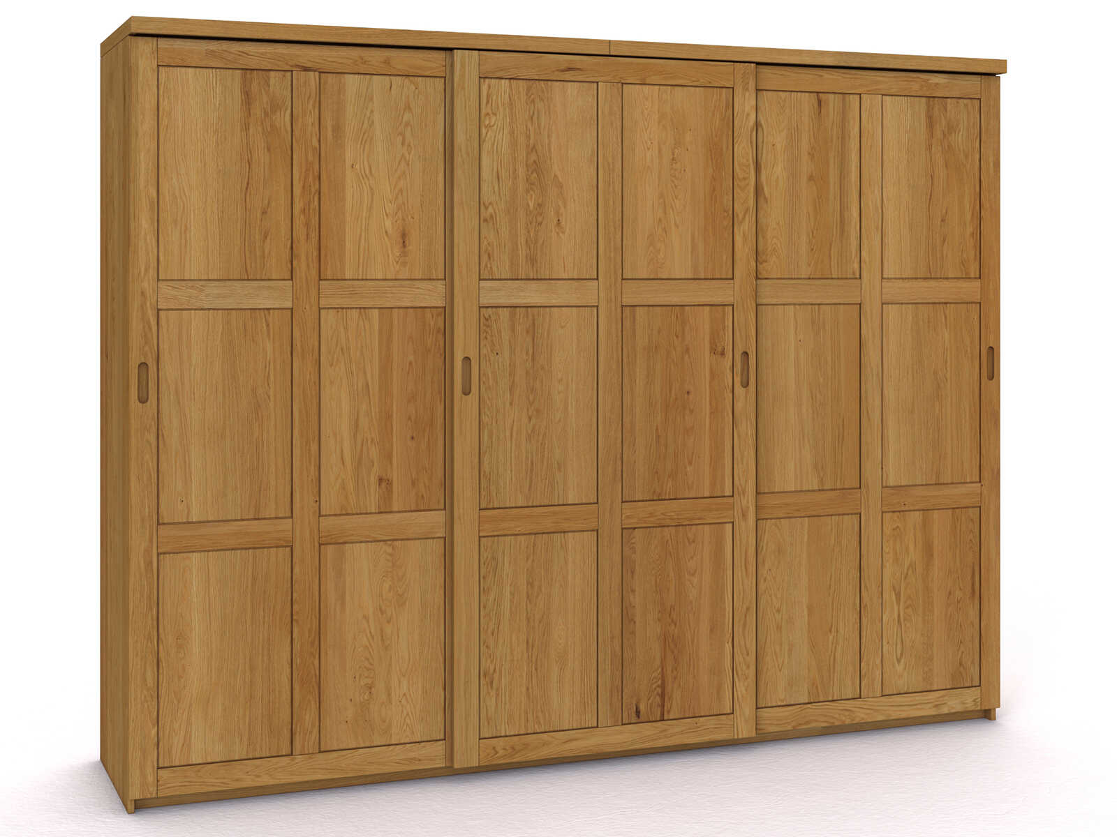 Schiebetüreschrank „Enzian" aus Eiche, 3-türig breit, Höhe 233 cm