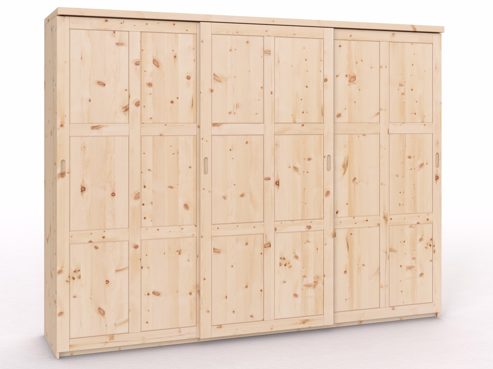 Schiebetüreschrank aus Zirbenholz „Enzian" 3-türig breit, Höhe 233 cm