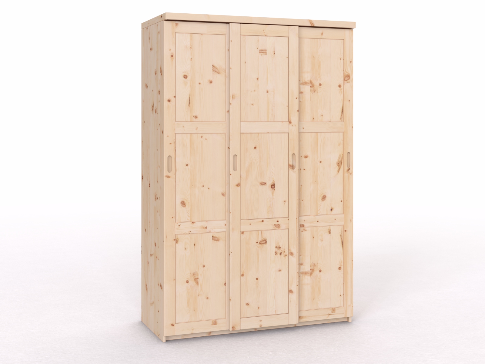 Schiebetüreschrank aus Zirbenholz „Enzian" 3-türig schmal, Höhe 233 cm