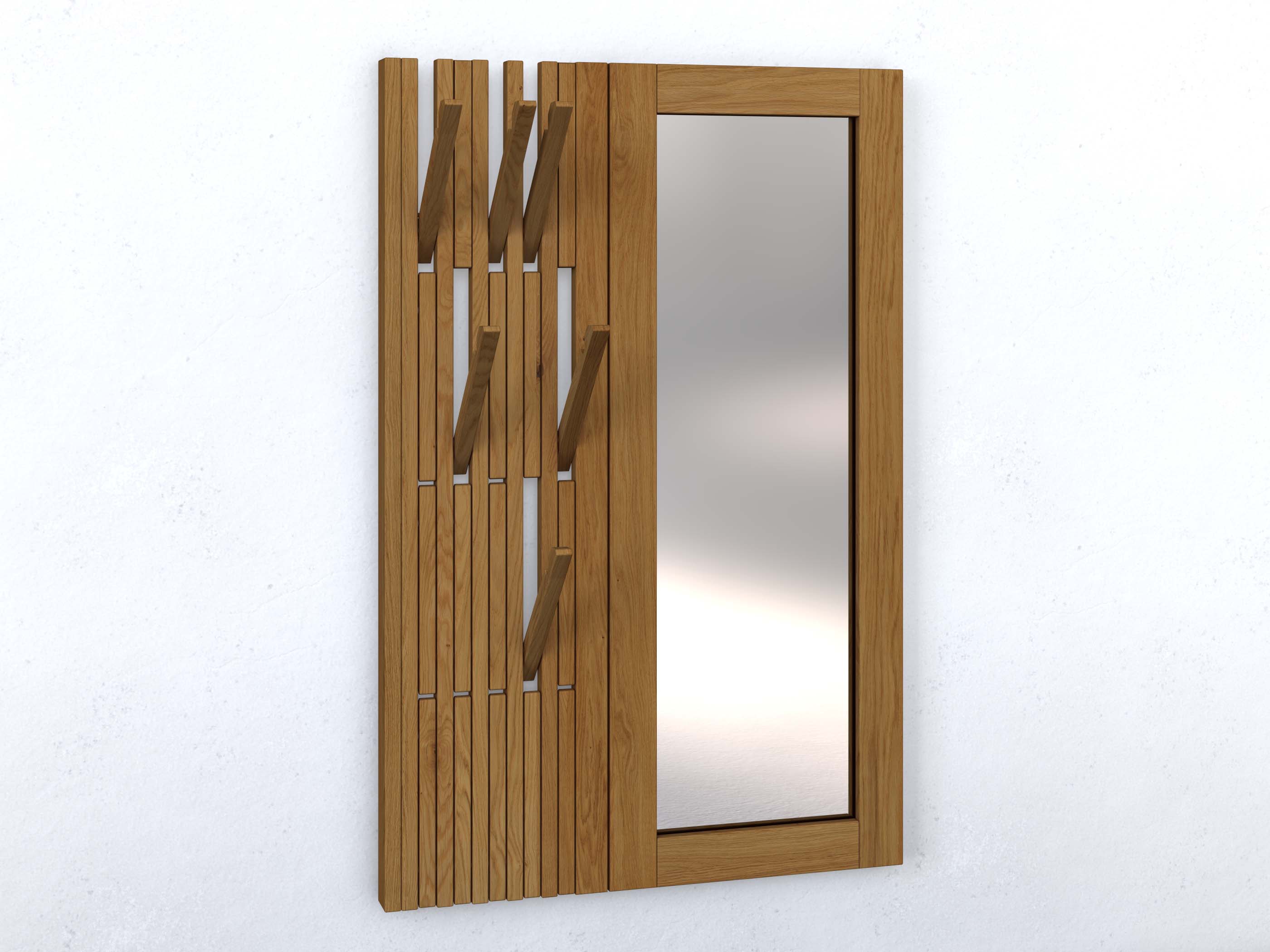 Garderobe „Agnes“ aus Massivholz mit Spiegel rechts