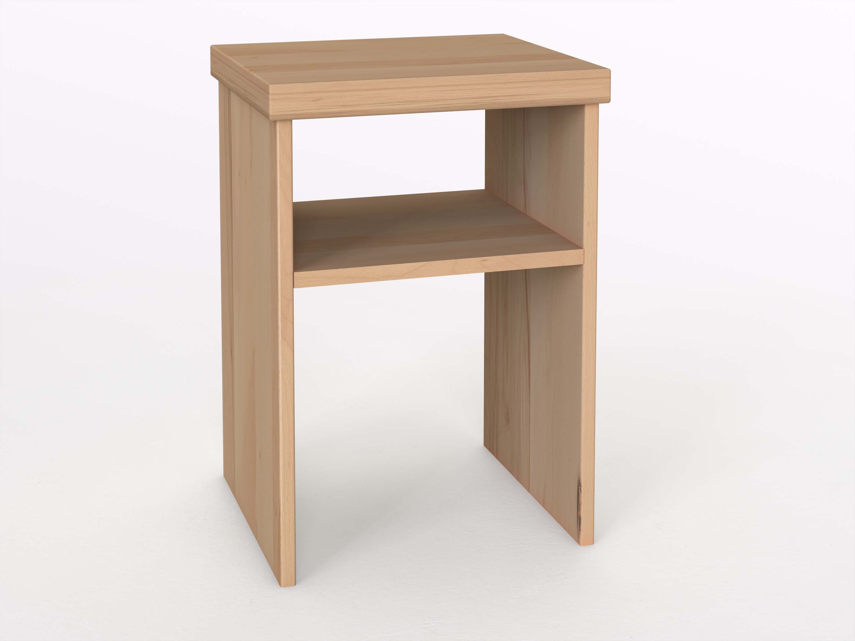 Nachttisch aus Kernbuche ohne Lade „Alfred“ in Boxspringhöhe