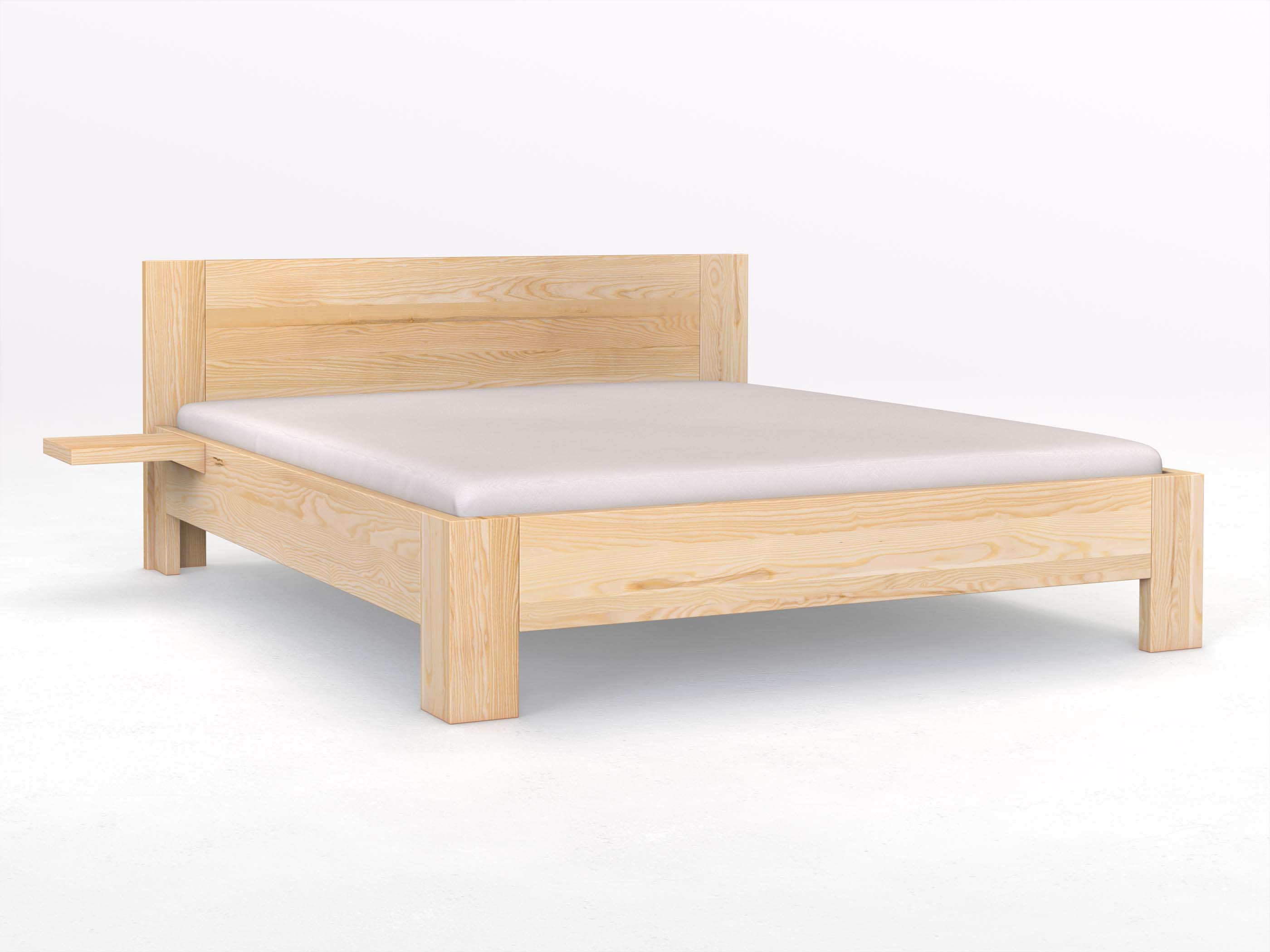 Eschenbett „Alois“ in 180 x 200 cm mit zwei Ablagen