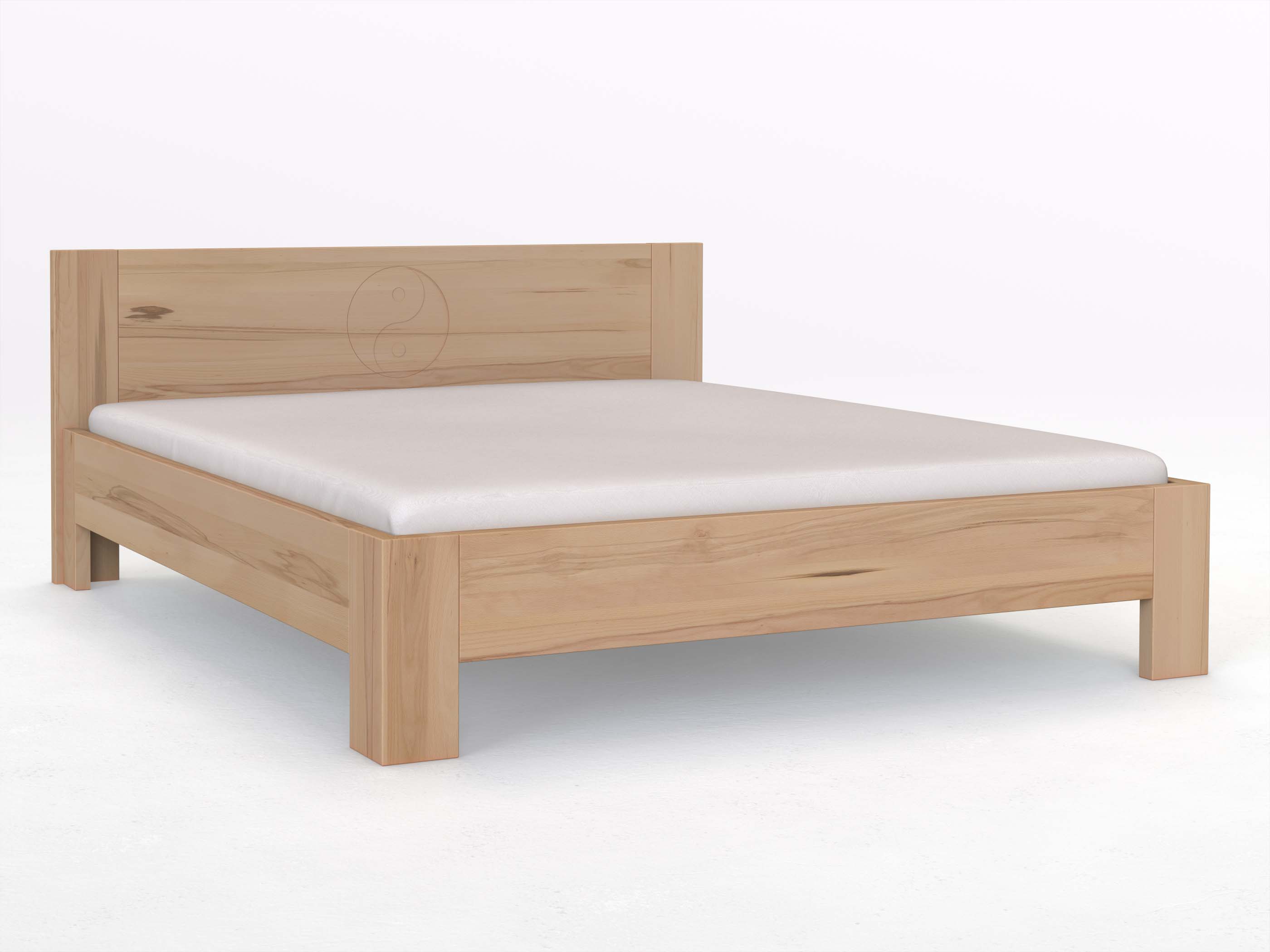 Buchenbett „Alois“ mit der Gravur „Yin Yang“