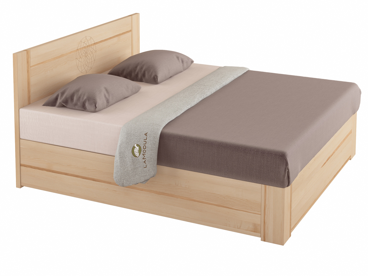 Eschenholzbett „Alois" Boxspring mit Gravur Traumfänger 180 x 200 cm