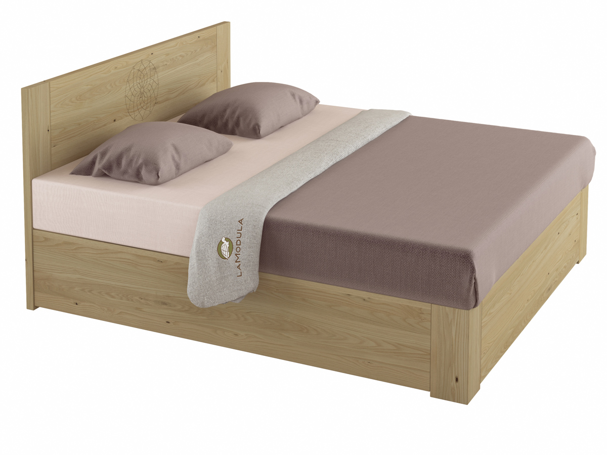 Kastanienholzbett „Alois" Boxspring mit Gravur Traumfänger 180 x 200 cm