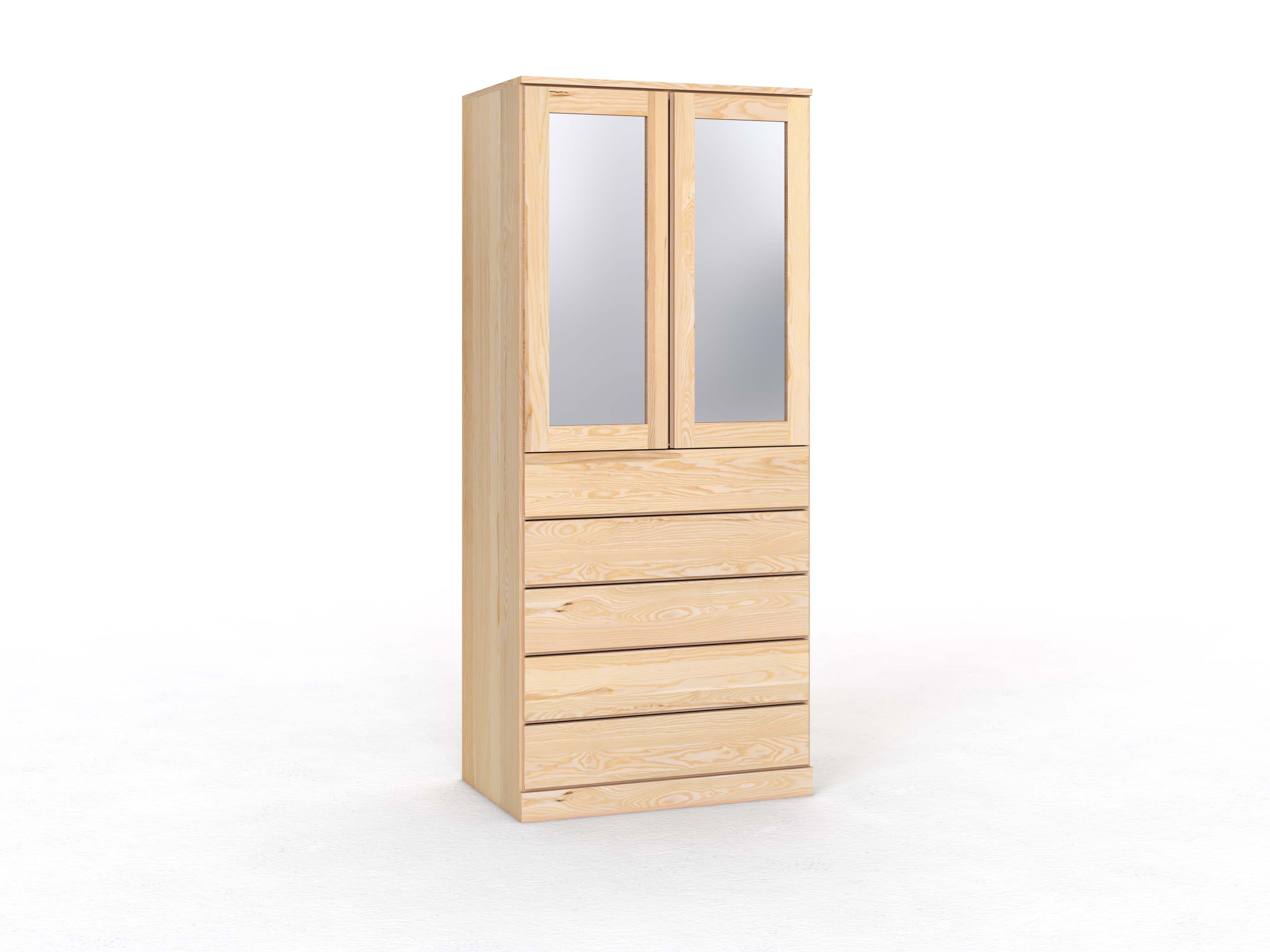 Eschenschrank „Alpenrose“, 2-türig, Höhe 235 cm, Griffleiste A („Patrizia"), mit Schubladen