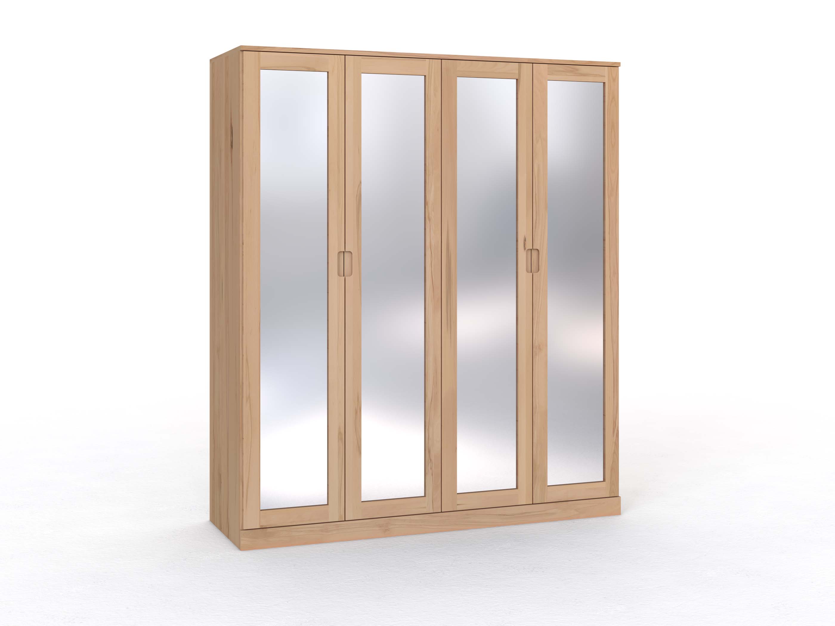Buchenschrank „Alpenrose“, 4-türig, Höhe 235 cm, Griffleiste C („Lukas")