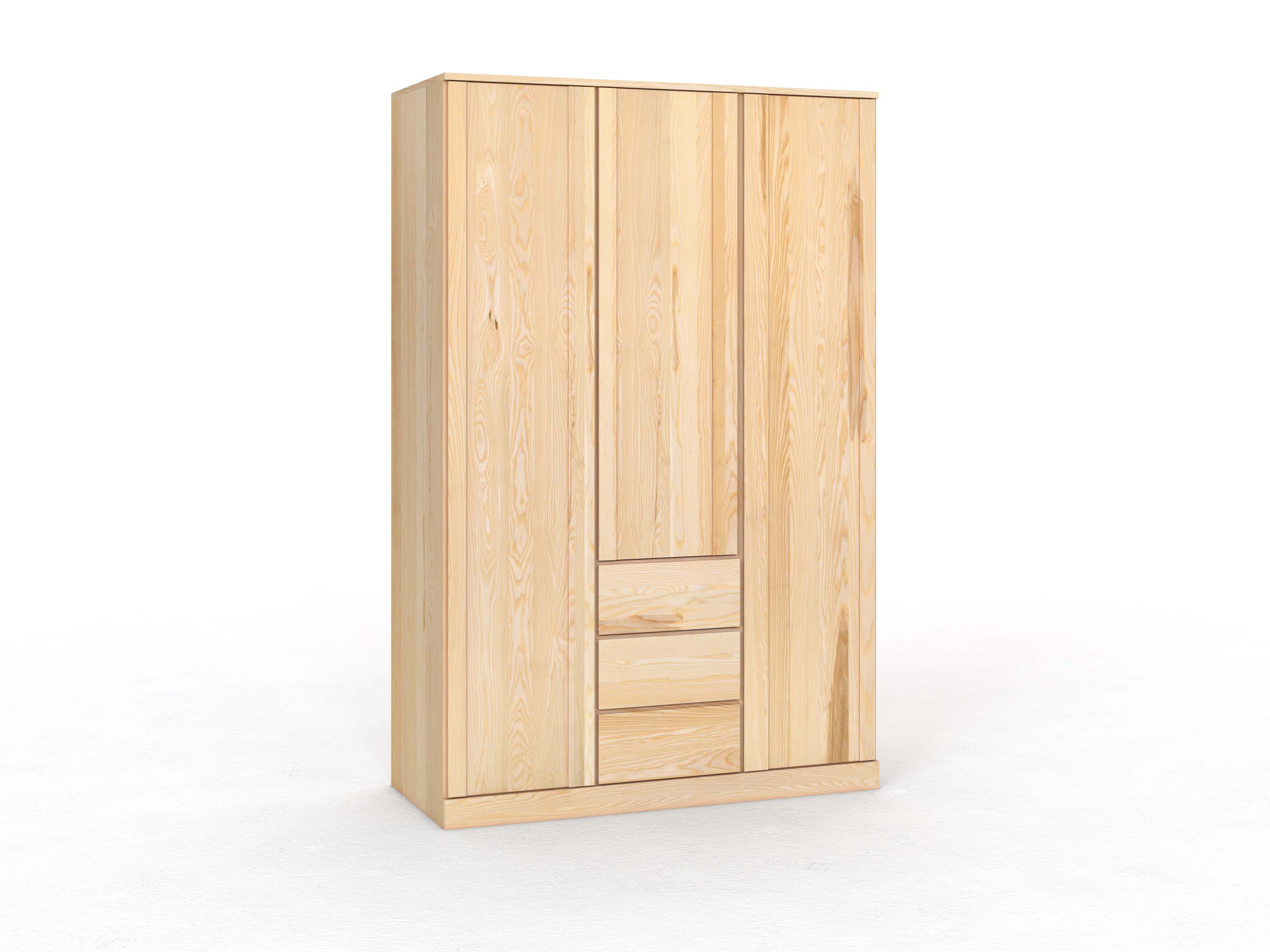 Eschenschrank „Arnika“, 3-türig, Höhe 235 cm, Griffausführung „Patrizia", mit Schubladen