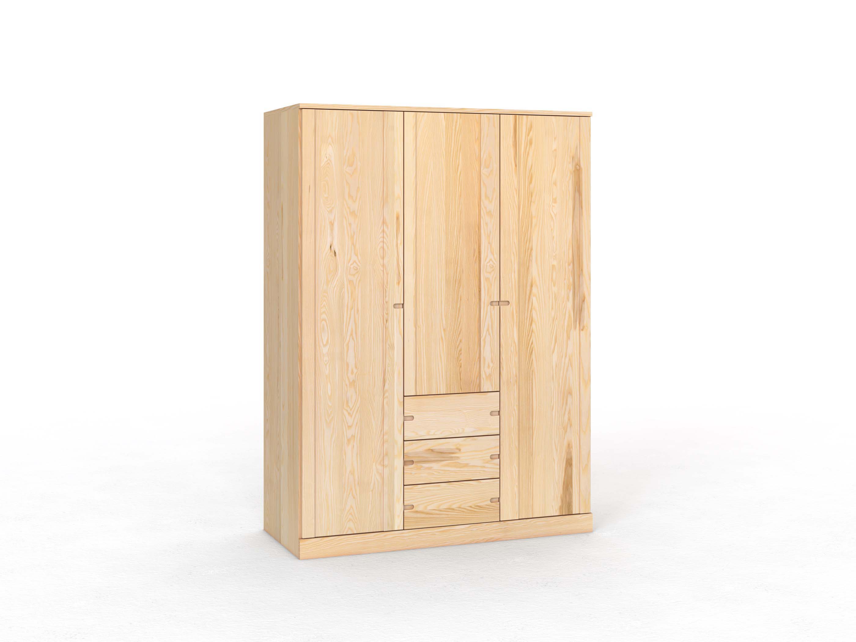 Eschenschrank „Arnika“, 3-türig, Höhe 210 cm, Griffausführung „Stefan", mit Schubladen