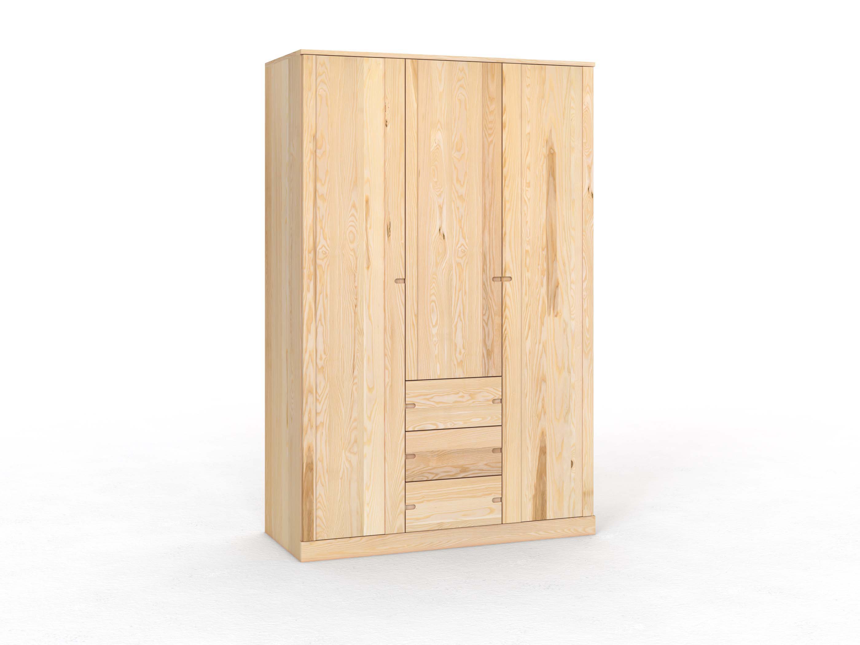 Eschenschrank „Arnika“, 3-türig, Höhe 235 cm, Griffausführung „Stefan", mit Schubladen