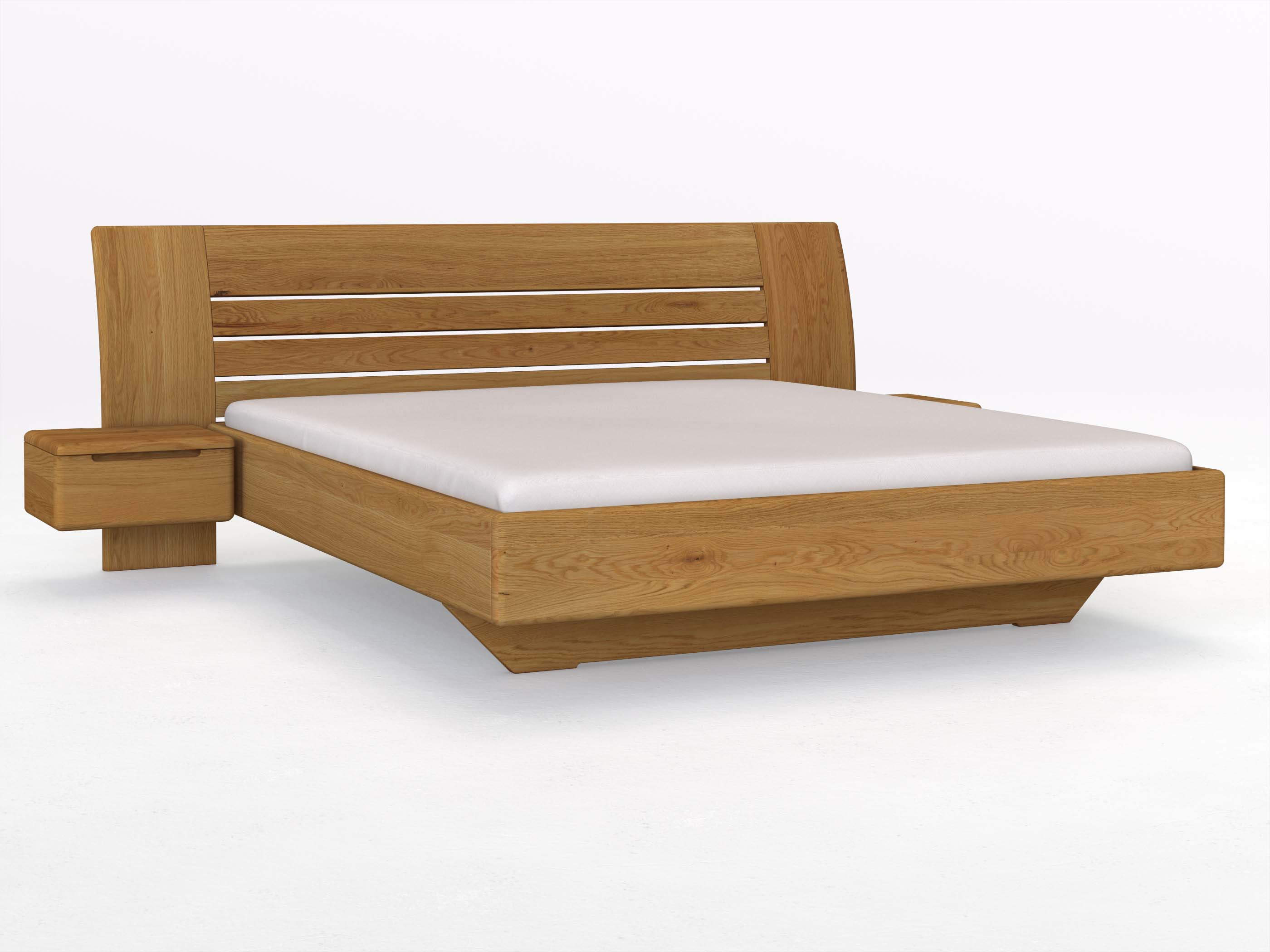 Eichenbett „Bea“ in 180 x 200 cm mit zwei Nachttischen (50 cm) Griff: Griffleiste B