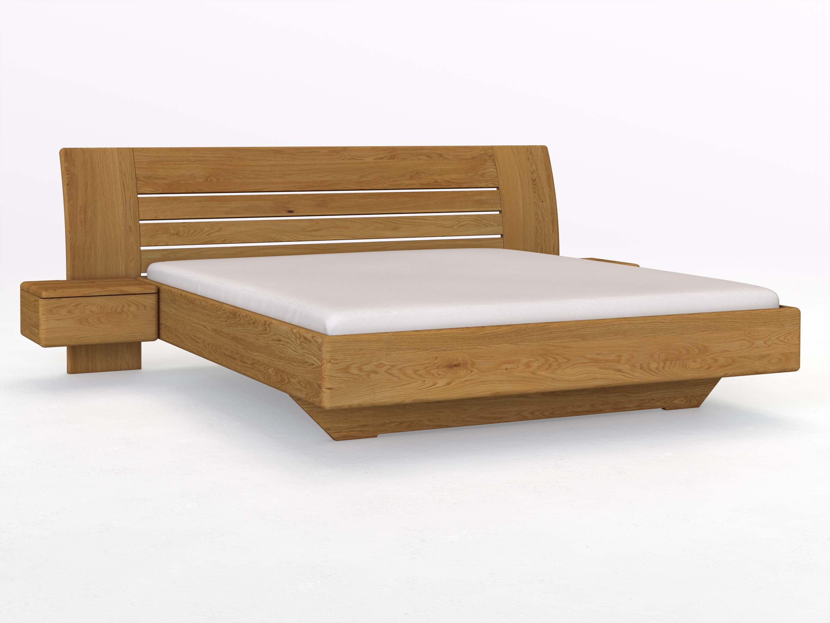 Eichenbett „Bea“ in 180 x 200 cm mit zwei Nachttischen (50 cm) Griff: Grifflos