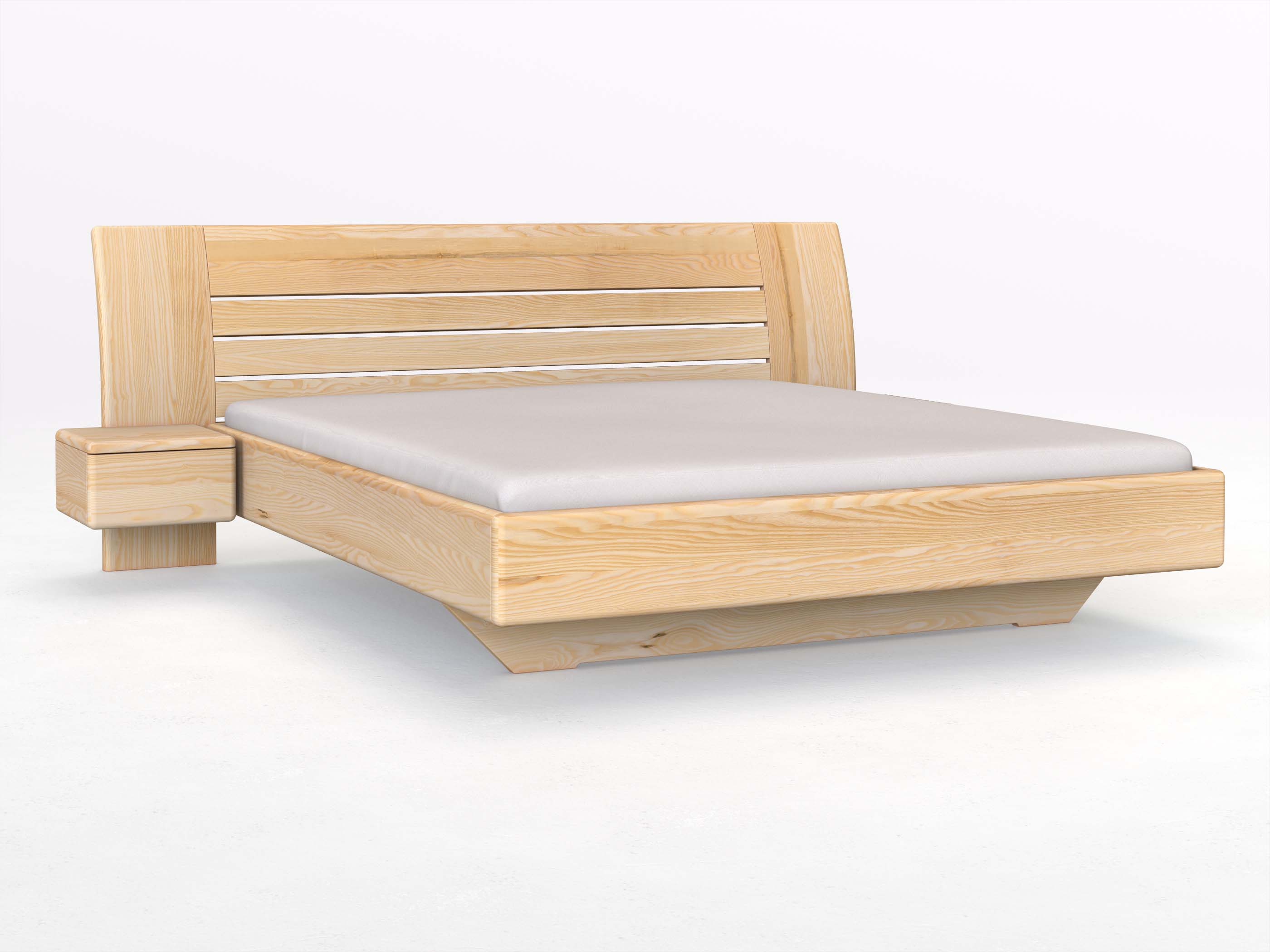 Eschenbett „Bea“ in 180 x 200 cm mit zwei Nachttischen (40 cm) Griff: Grifflos
