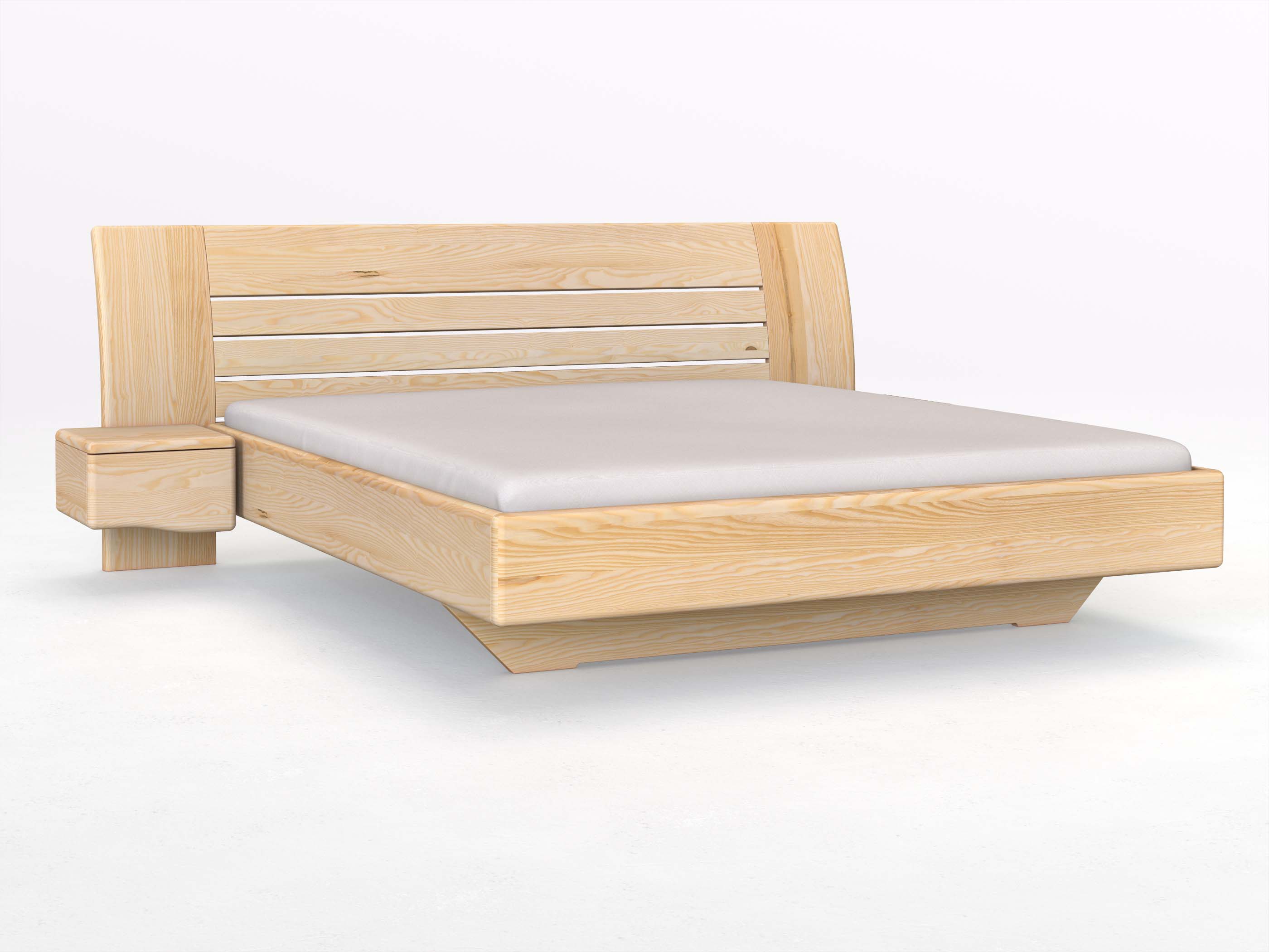 Eschenbett „Bea“ in 180 x 200 cm mit zwei Nachttischen (40 cm) Griff: Welle