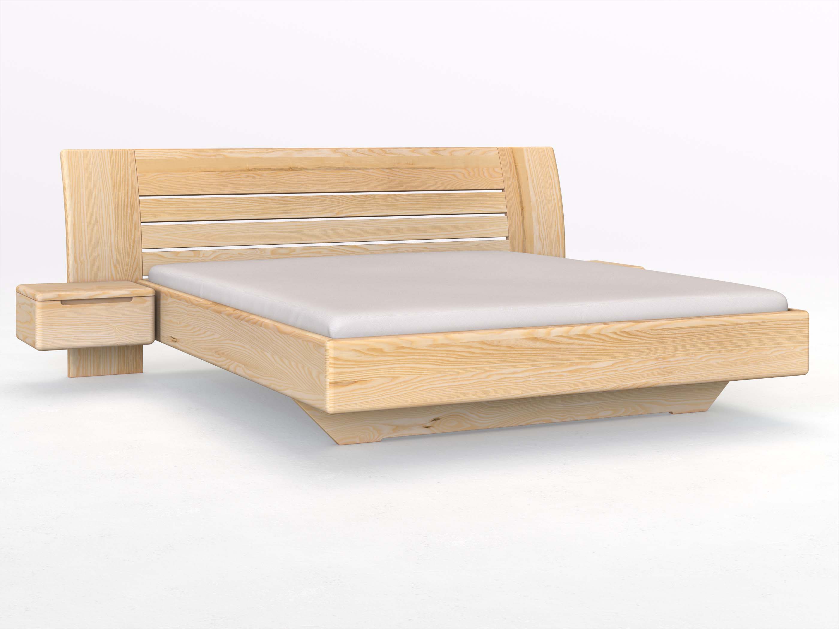 Eschenbett „Bea“ in 180 x 200 cm mit zwei Nachttischen (50 cm) Griff: Griffleiste B