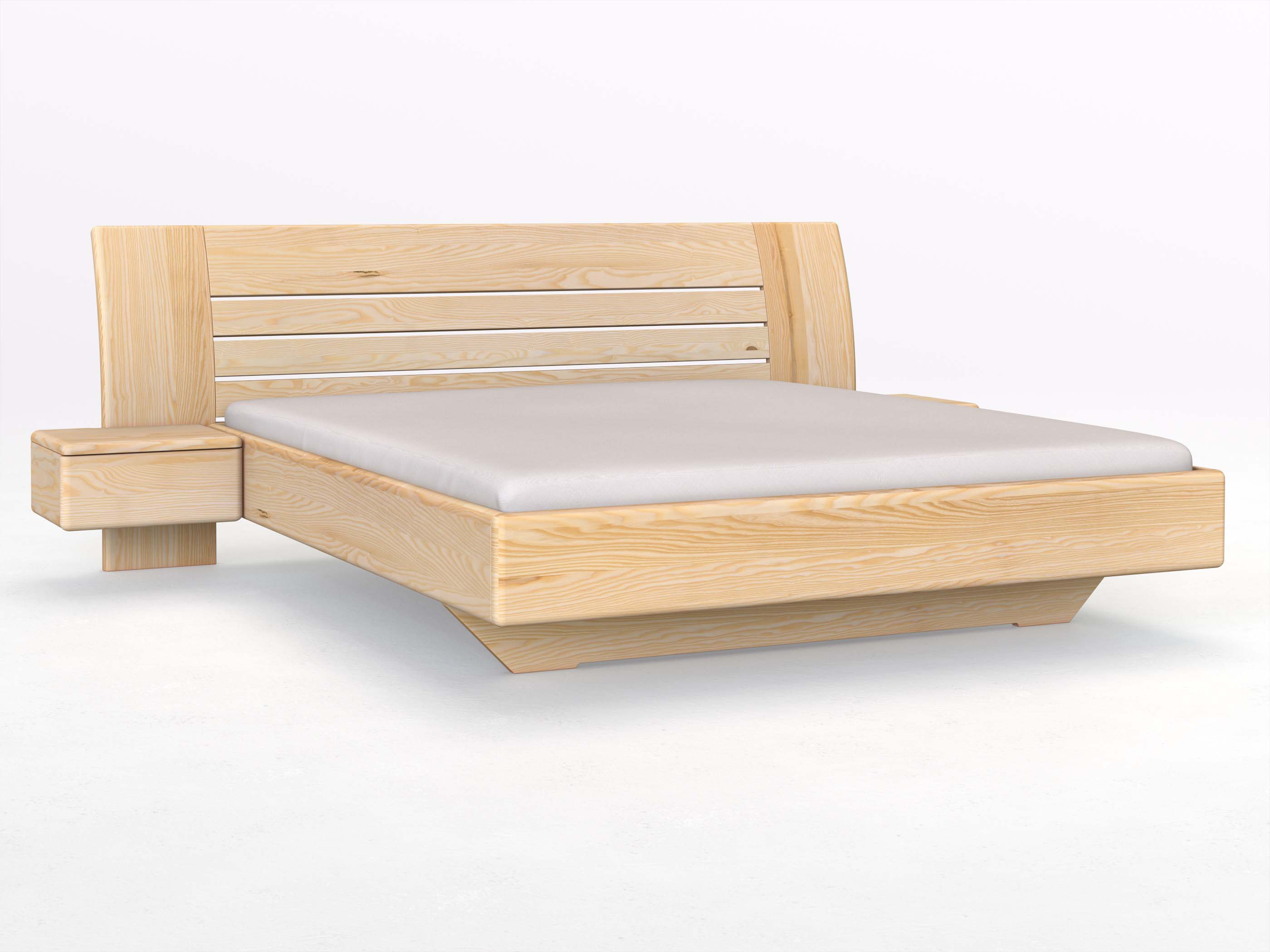 Eschenbett „Bea“ in 180 x 200 cm mit zwei Nachttischen (50 cm) Griff: Grifflos