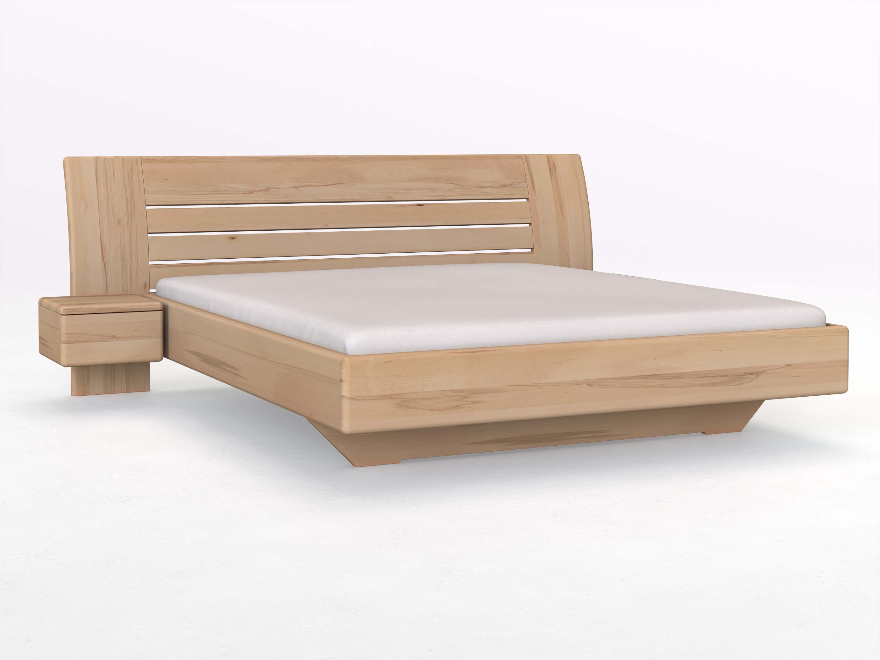 Buchenbett „Bea“ in 180 x 200 cm mit zwei Nachttischen (40 cm) Griff: Grifflos