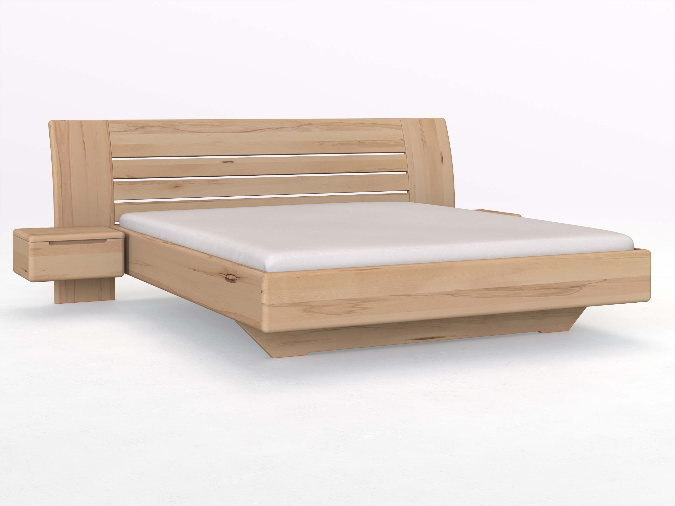 Buchenbett „Bea“ in 180 x 200 cm mit zwei Nachttischen (50 cm) Griff: Griffleiste B