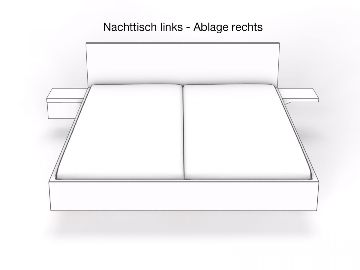 Nachttisch links - Ablage rechts