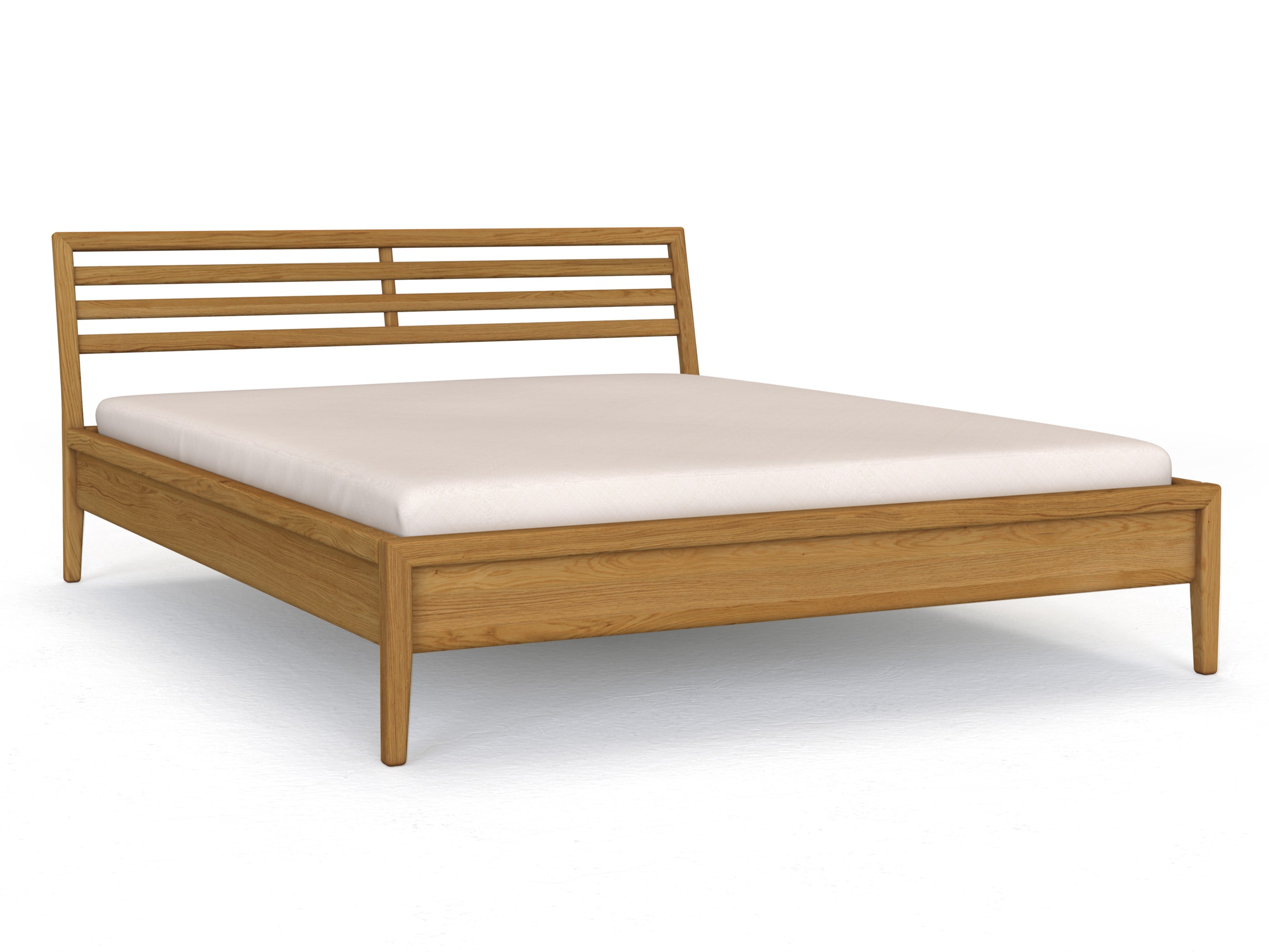 Bett „Ben“ aus Massivholz in 180 x 200 cm, mit Kopfteil „geteilt“
