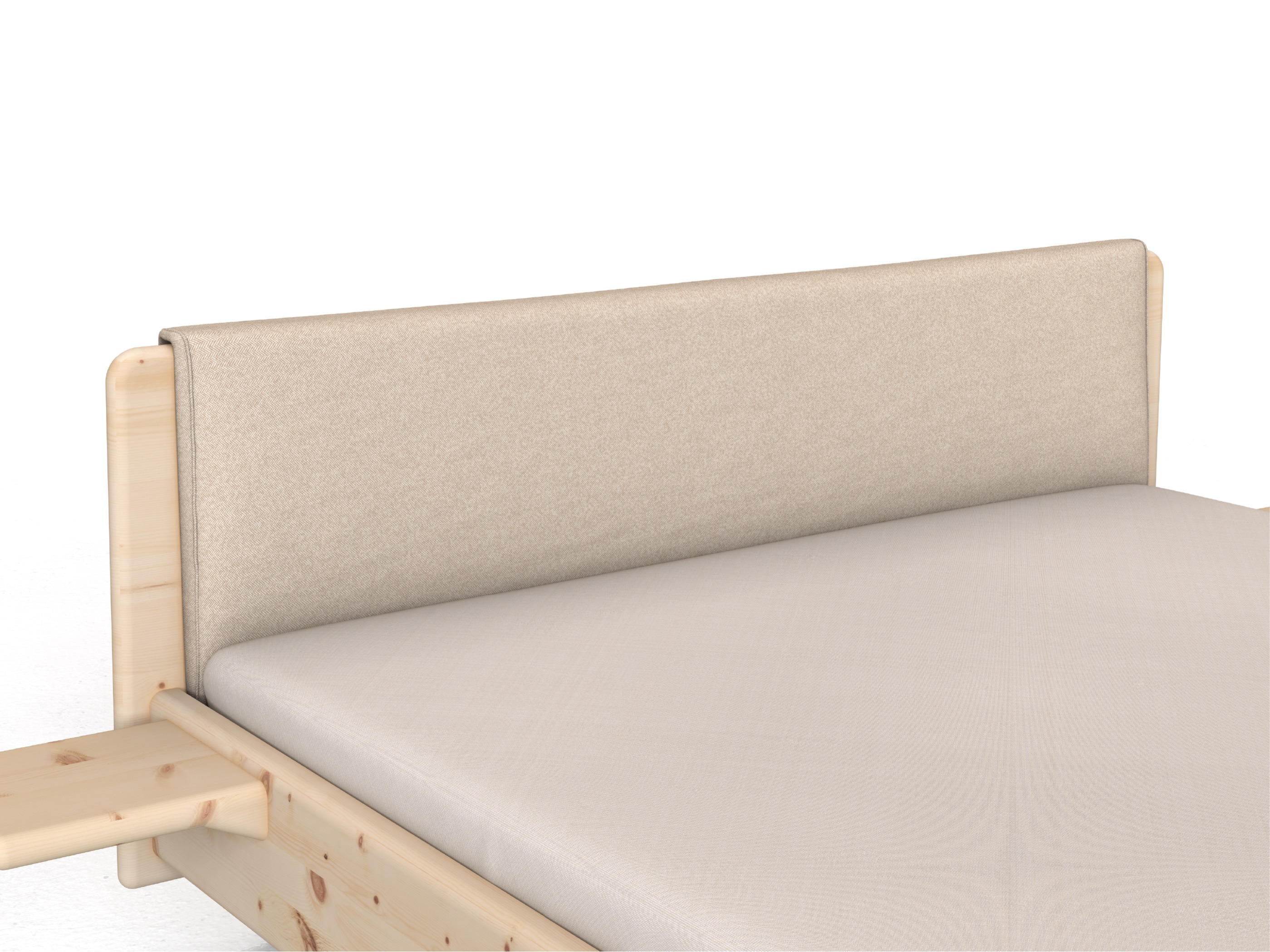 Stoffkopfteil „Charlotte" für ein Bett, Design: gerade einteilig - Stoff: Schafschurwolle „Fischgrät“ in der Farbe Holunderblüte