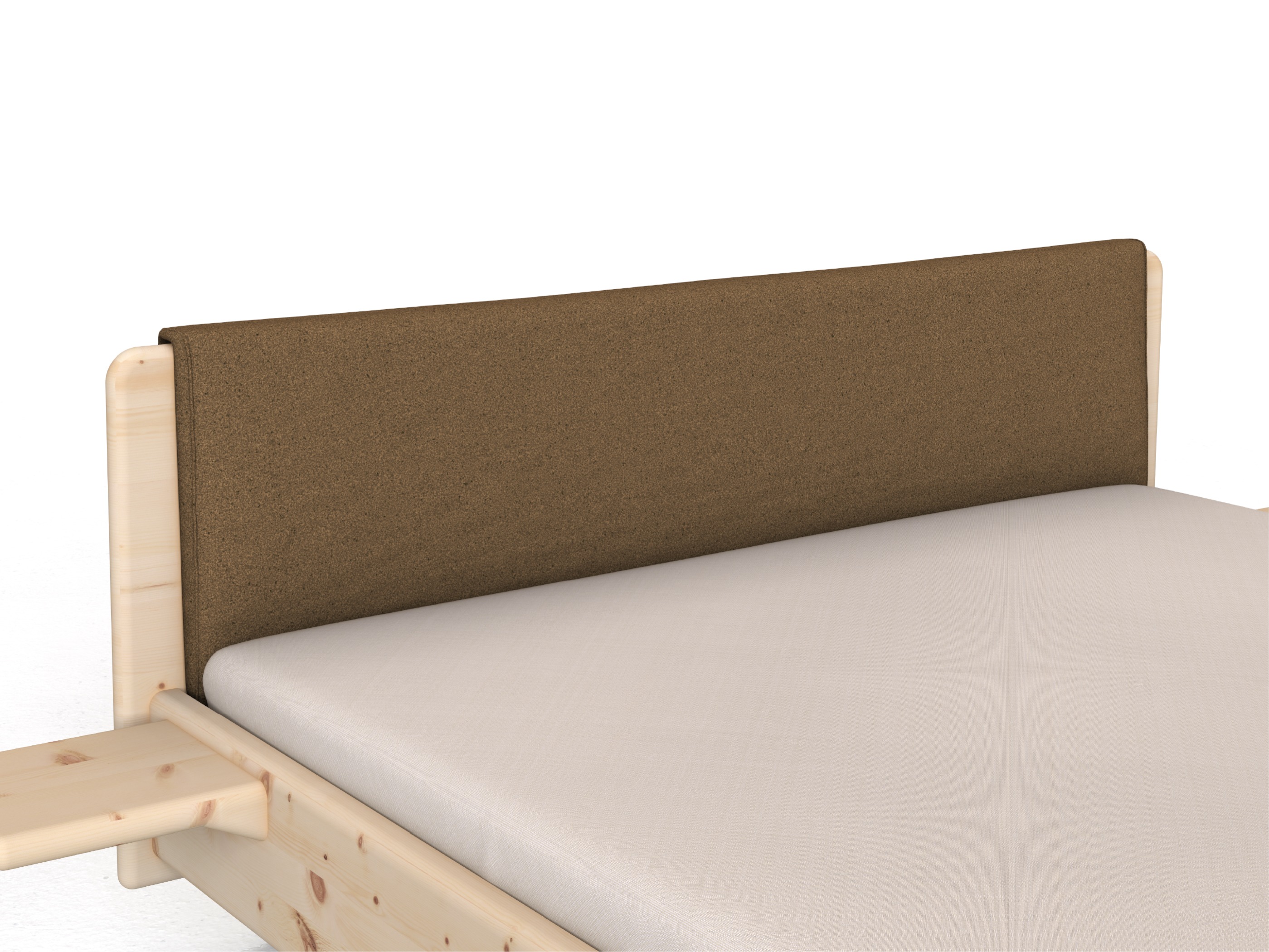 Stoffkopfteil „Charlotte" für ein Bett, Design: gerade einteilig - Stoff: Schafschurwolle „Loden“ in der Farbe Zimtrinde