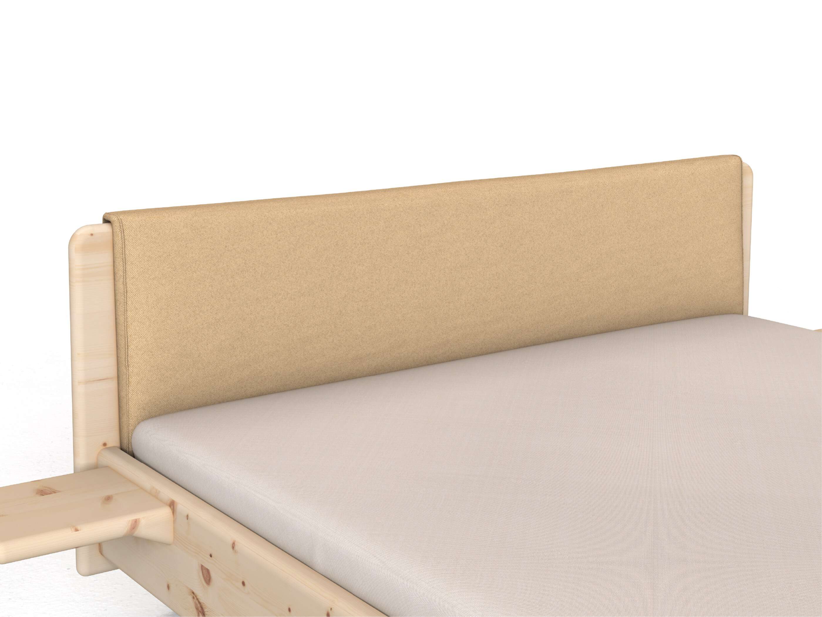 Stoffkopfteil „Charlotte" für ein Bett, Design: gerade einteilig - Stoff: Schafschurwolle „Fischgrät“ in der Farbe Goldhirse