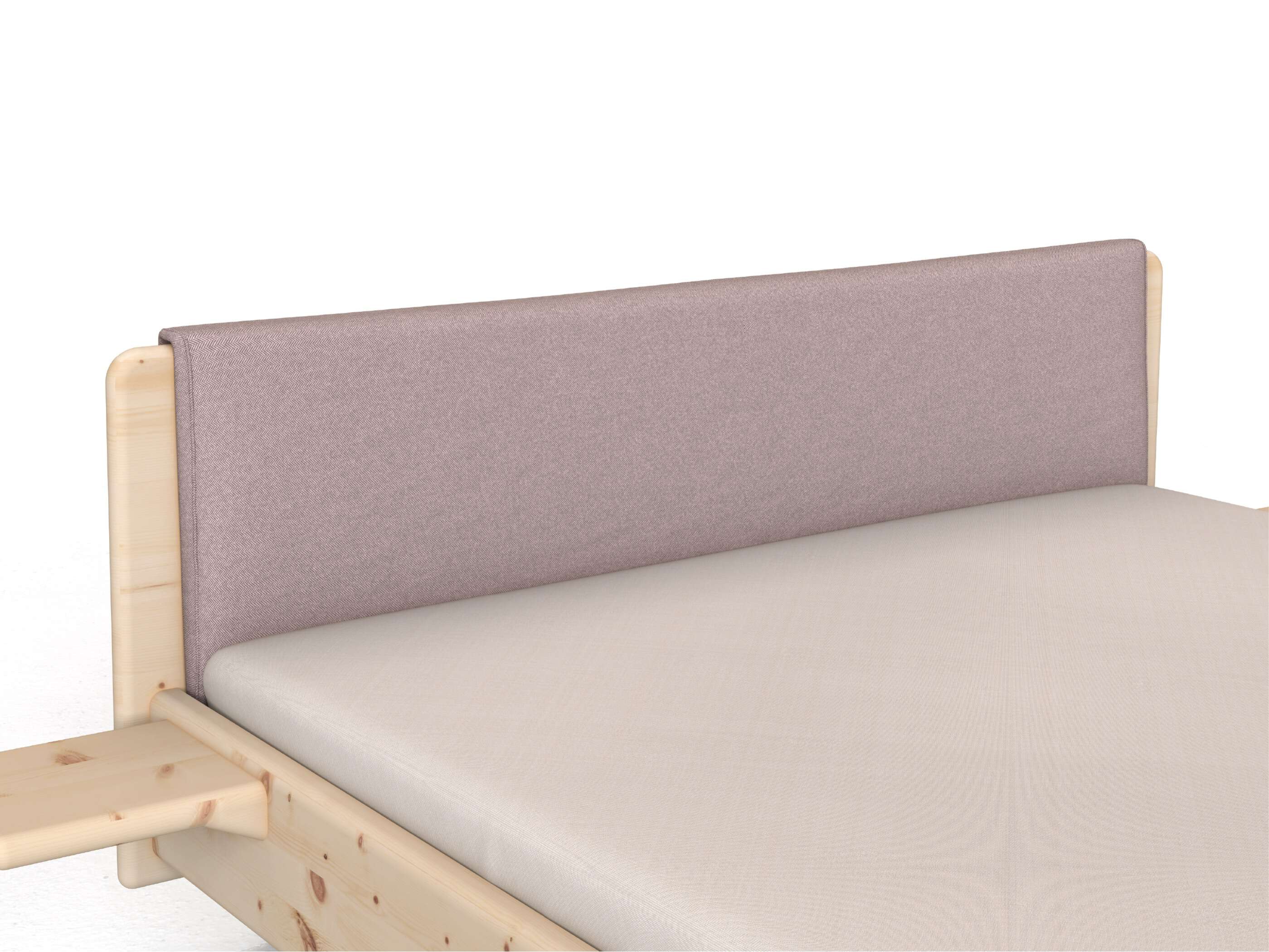 Stoffkopfteil „Charlotte" für ein Bett, Design: gerade einteilig - Stoff: Schafschurwolle „Fischgrät“ in der Farbe Zartflieder