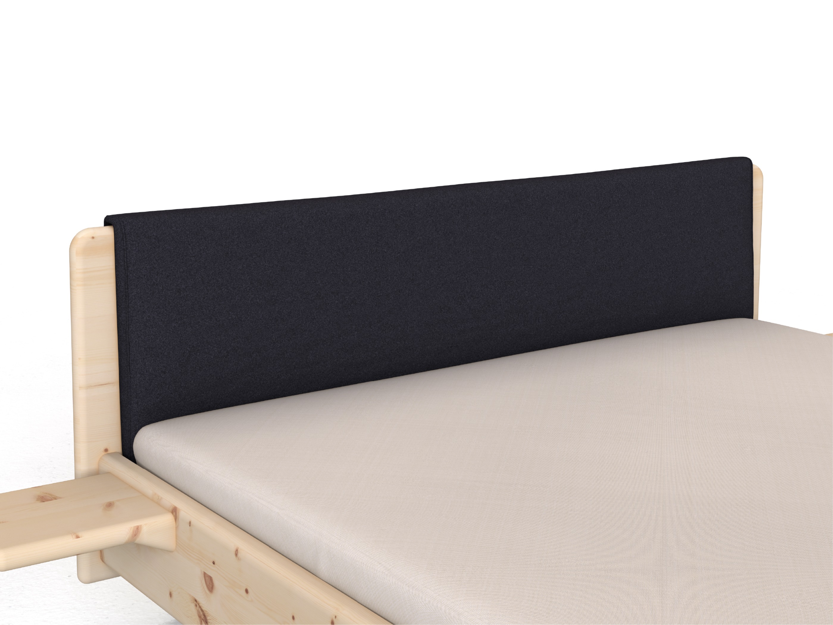 Stoffkopfteil „Charlotte" für ein Bett, Design: gerade einteilig - Stoff: Schafschurwolle „Loden“ in der Farbe Nachtblau