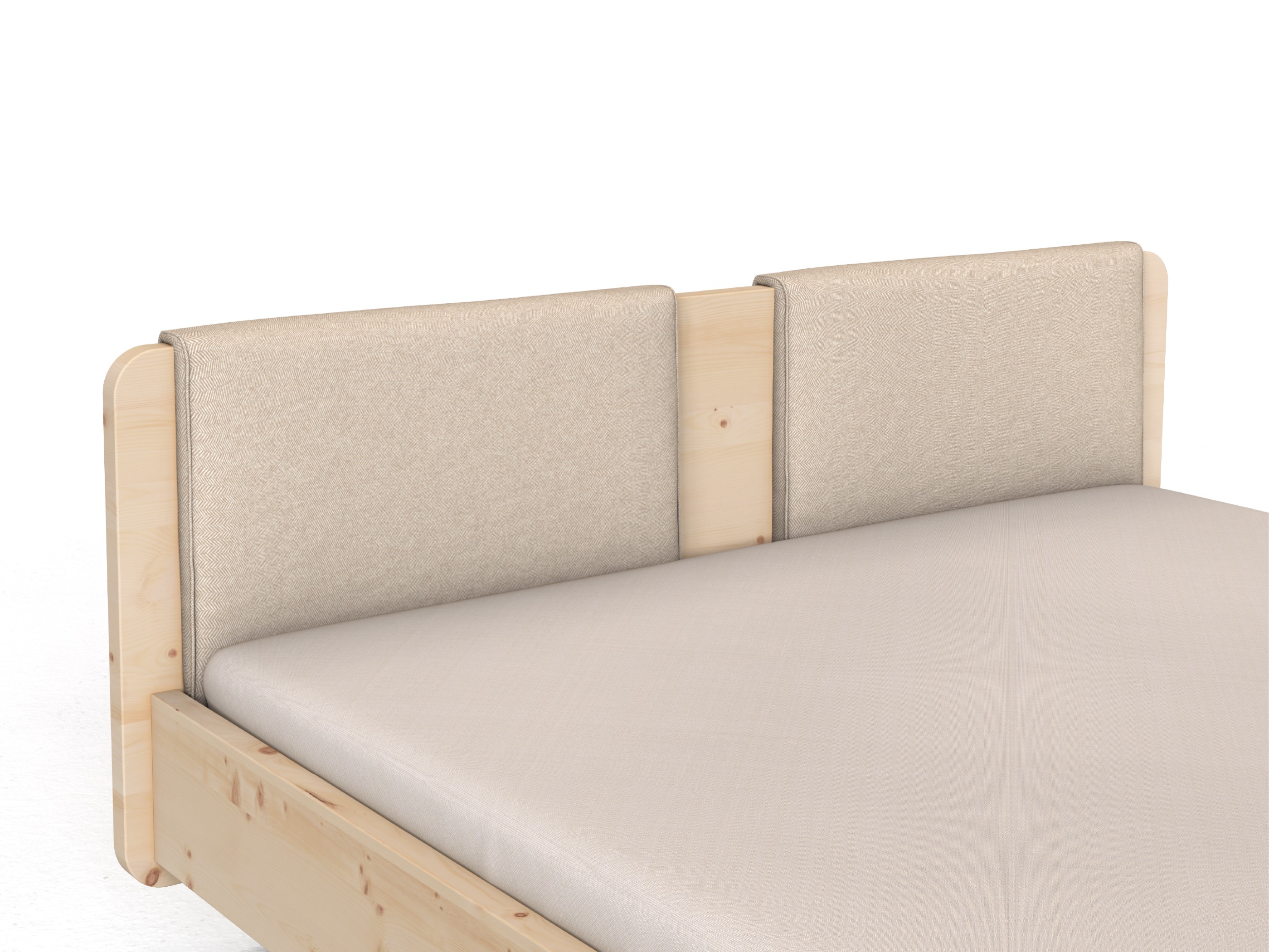 Stoffkopfteil „Charlotte" für ein Bett, Design: gerade zweiteilig - Stoff: Schafschurwolle „Fischgrät“ in der Farbe Holunderblüte