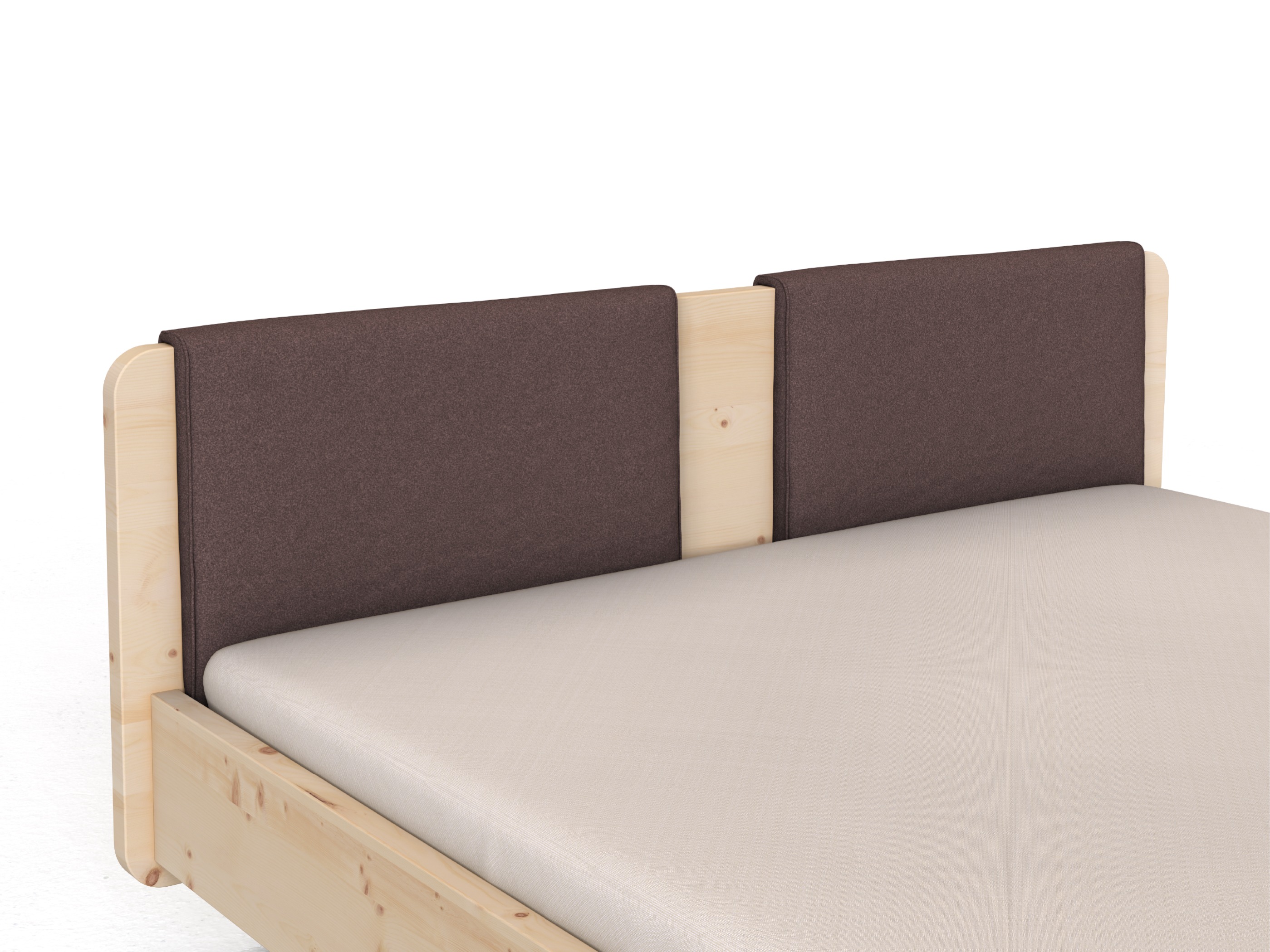 Stoffkopfteil „Charlotte" für ein Bett, Design: gerade zweiteilig - Stoff: Schafschurwolle „Loden“ in der Farbe Abenddämmerung
