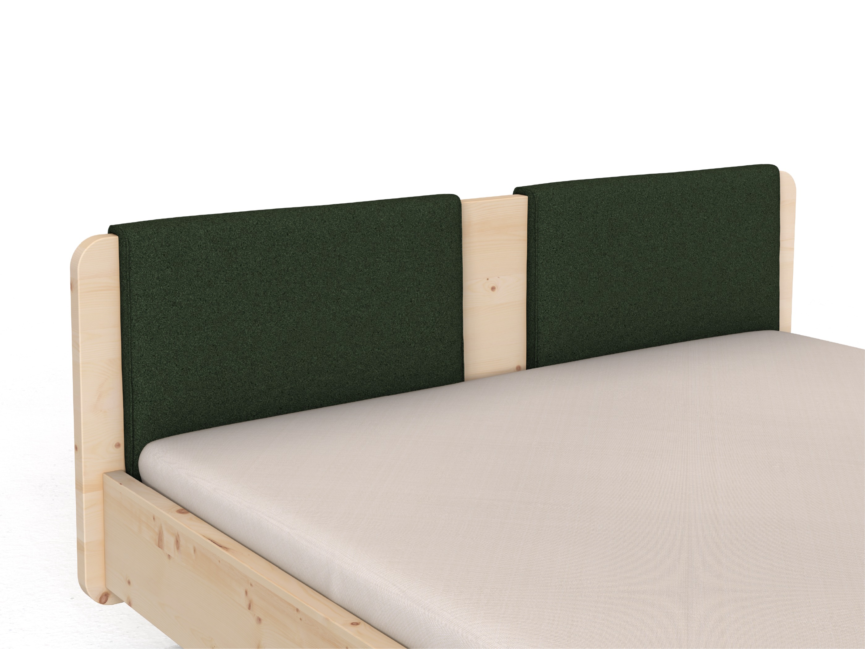 Stoffkopfteil „Charlotte" für ein Bett, Design: gerade zweiteilig - Stoff: Schafschurwolle „Loden“ in der Farbe Tannenwald