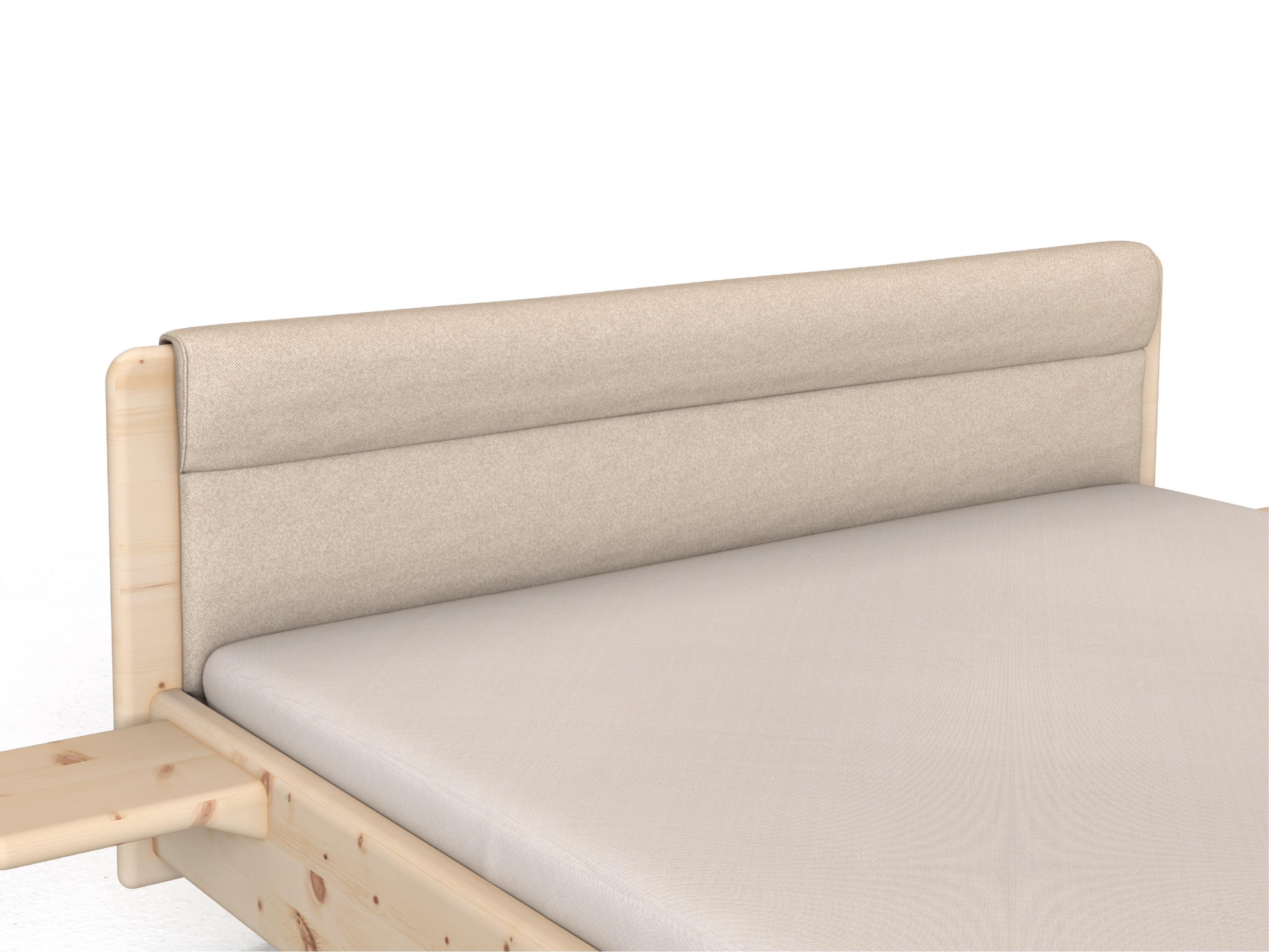 Stoffkopfteil „Charlotte" für ein Bett, Design: rund einteilig - Stoff: Schafschurwolle „Fischgrät“ in der Farbe Holunderblüte