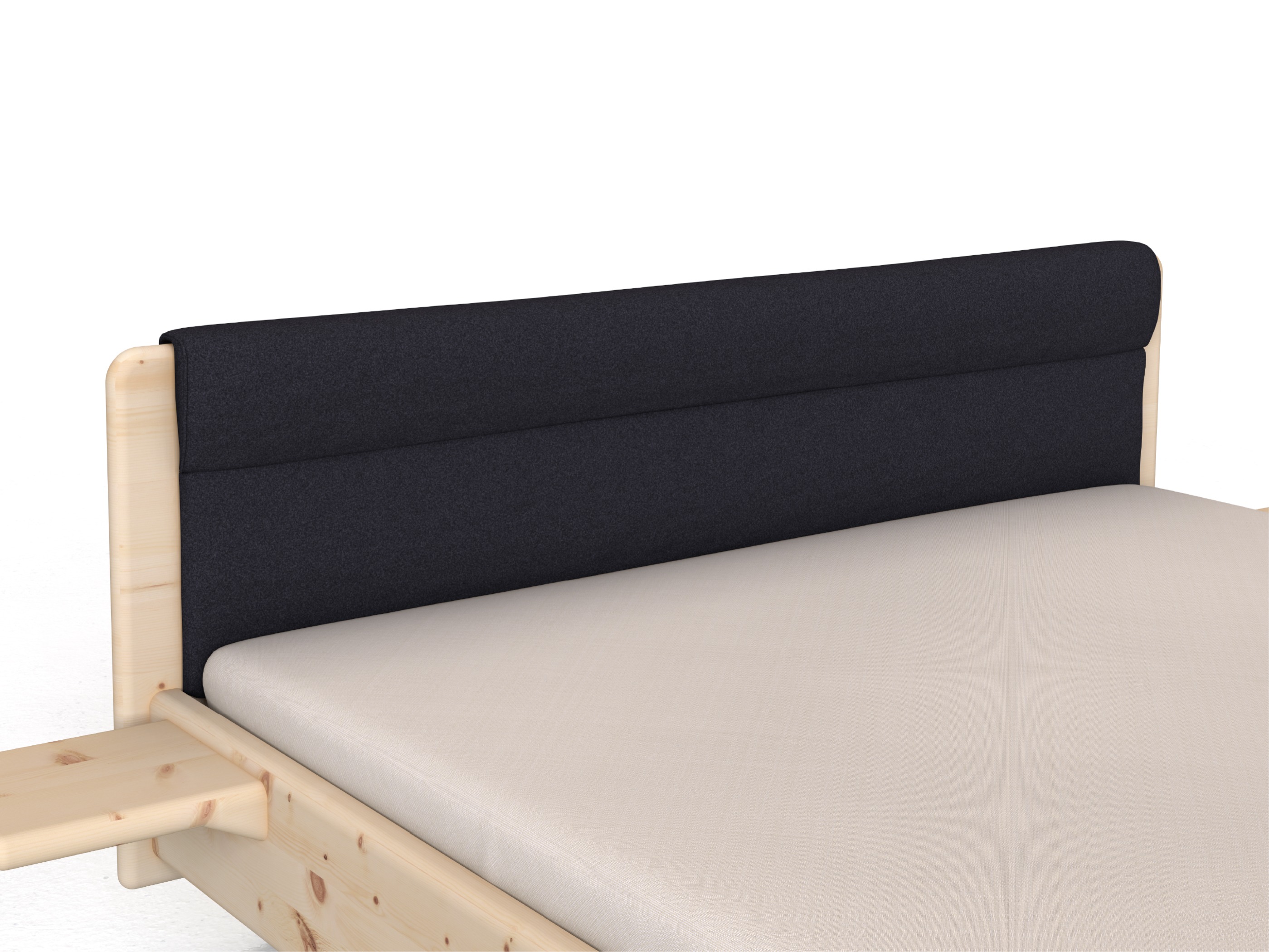 Stoffkopfteil „Charlotte" für ein Bett, Design: rund einteilig - Stoff: Schafschurwolle „Loden“ in der Farbe Nachtblau