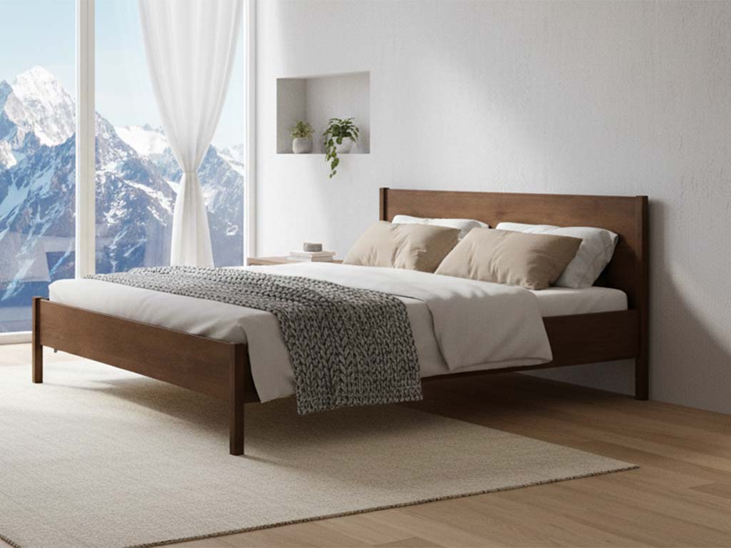 Buchenbett Dunkel „Flora“ in 180 x 200 cm