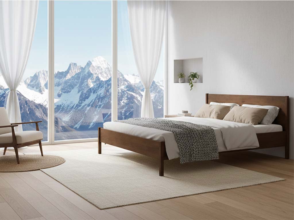 Buchenbett Dunkel „Flora“ in 180 x 200 cm