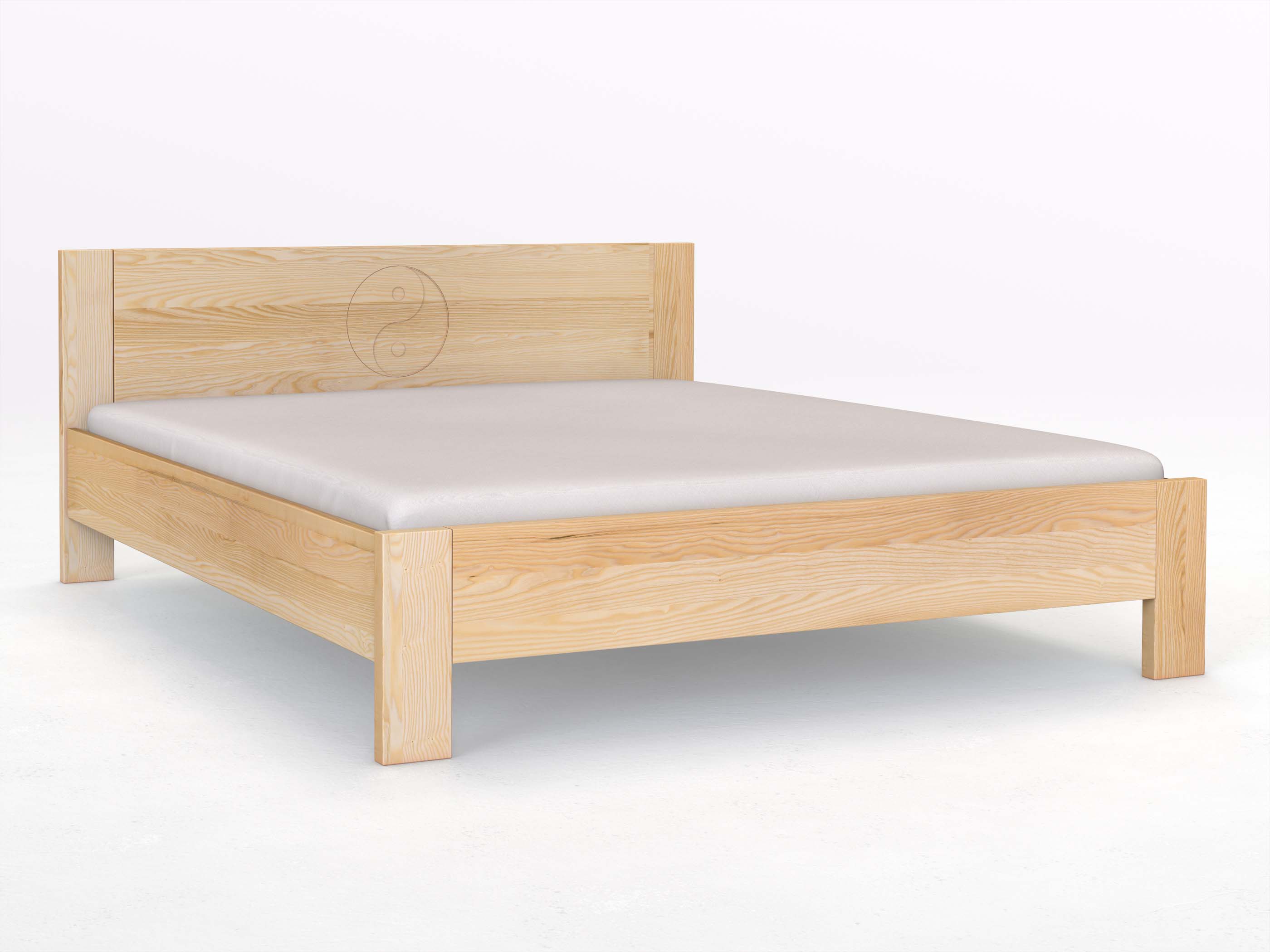 Eschenbett „Bianca“ in 180 x 200 cm mit der Gravur „Yin Yang“