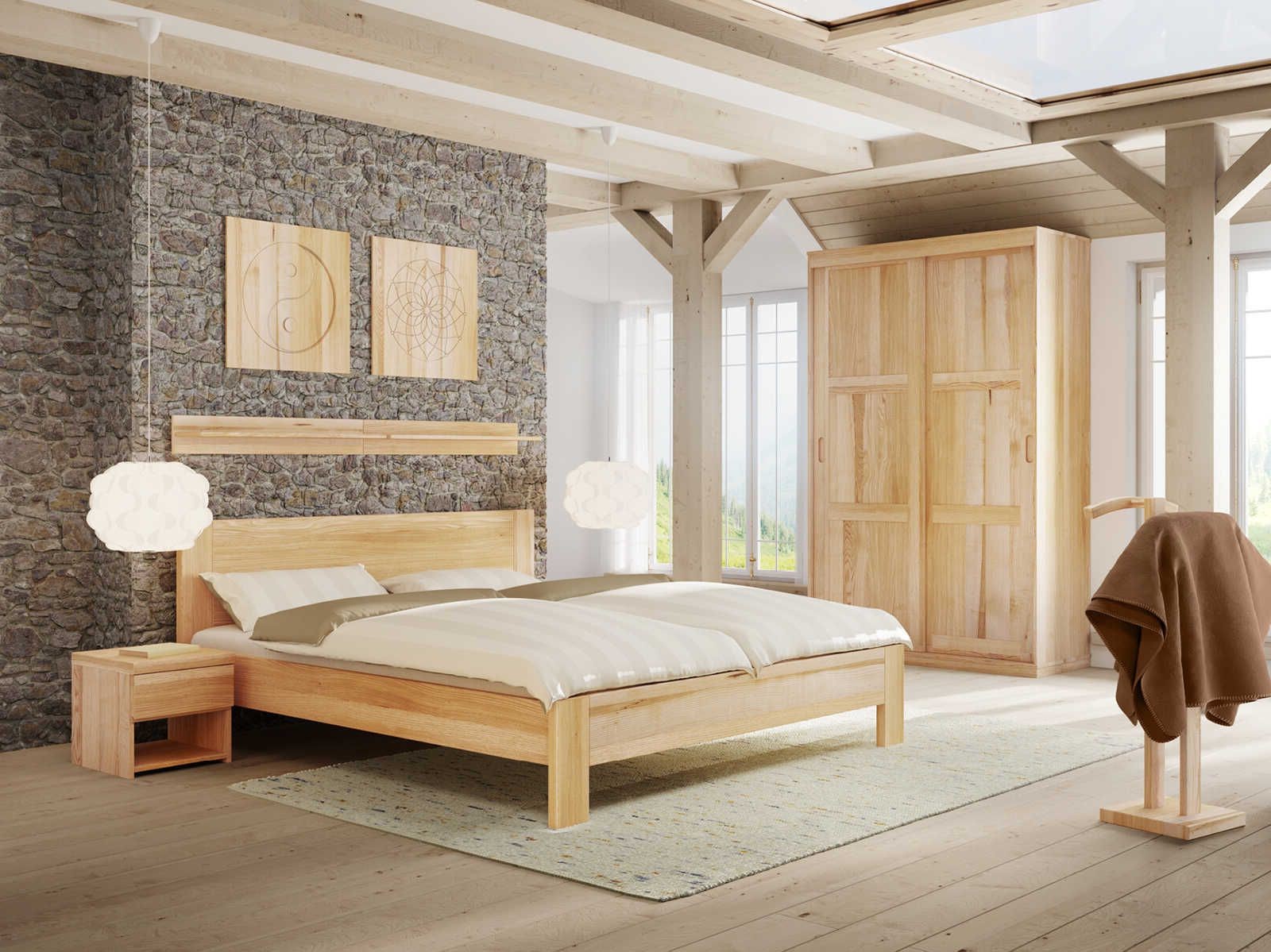 Schlafzimmer Bett Esche „Bianca“ in 180 x 200 cm