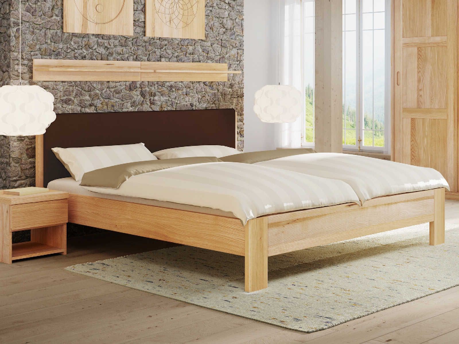 Schlafzimmer Bett Esche „Bianca“ in 180 x 200 cm mit Stoffkopfteil