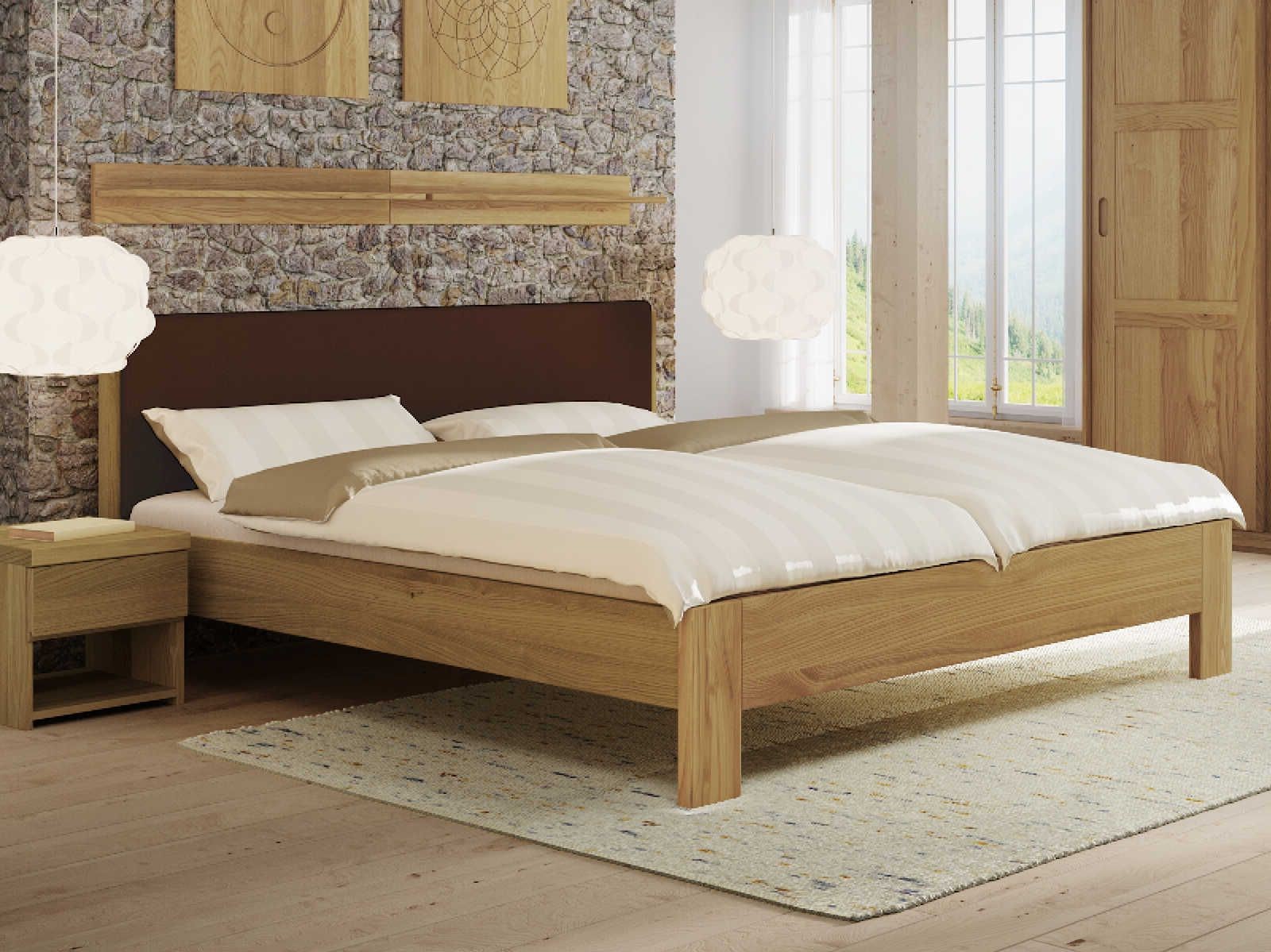 Schlafzimmer Bett Kastanie „Bianca“ in 180 x 200 cm mit Stoffkopfteil