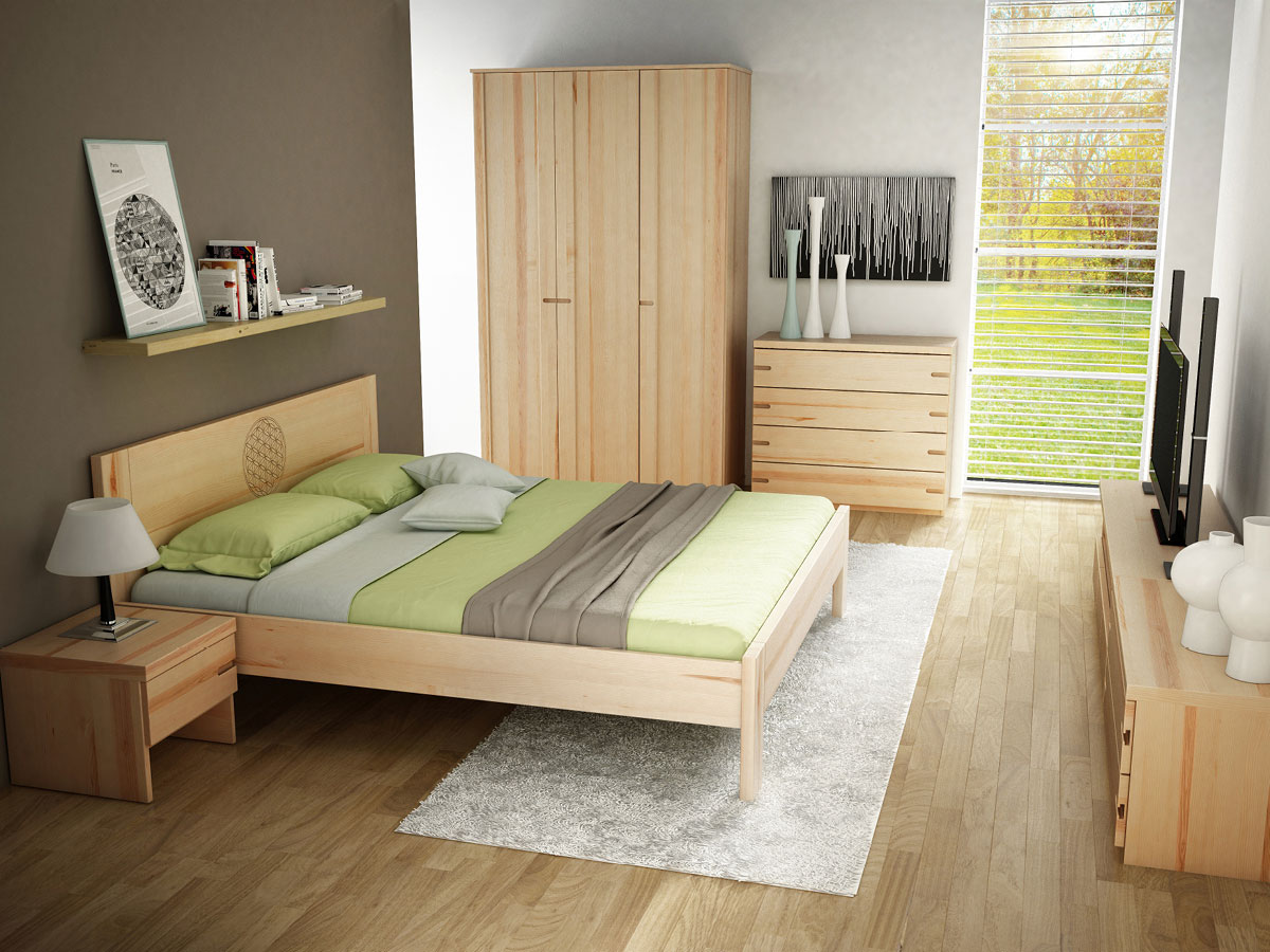 Schlafzimmer mit Nachtkästchen in Esche „Stefan“