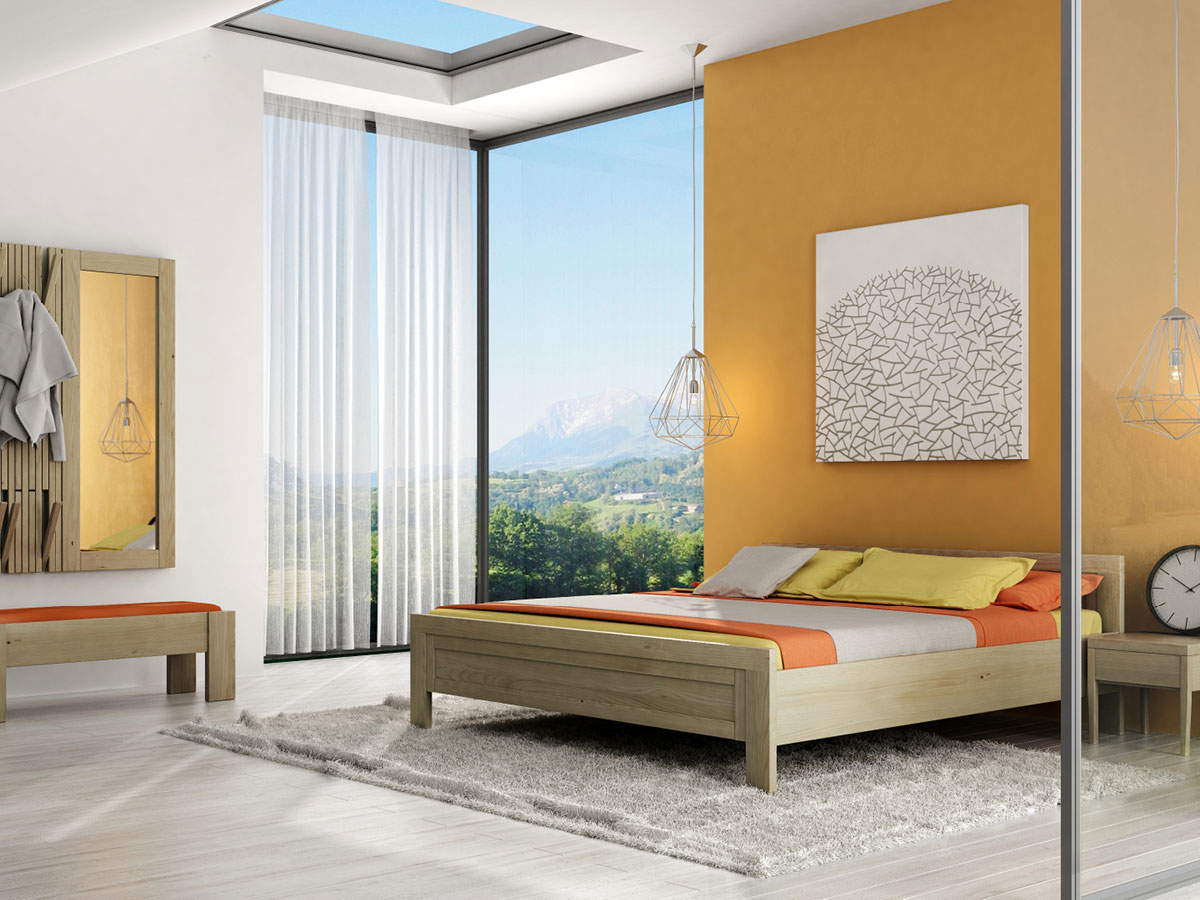 Kastanienschlafzimmer mit Massivholzbett "Christina"
