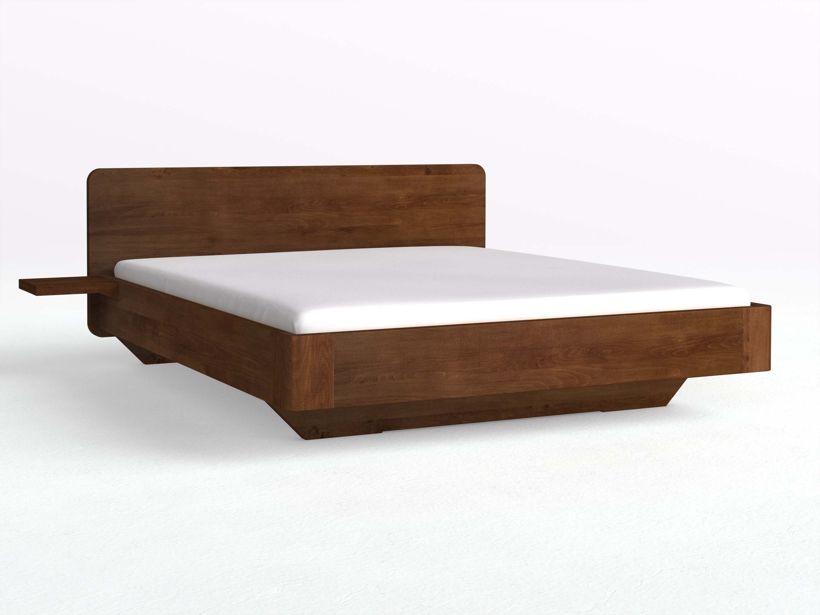 Buchenbett Dunkel „Clara“ mit 2 Ablagen