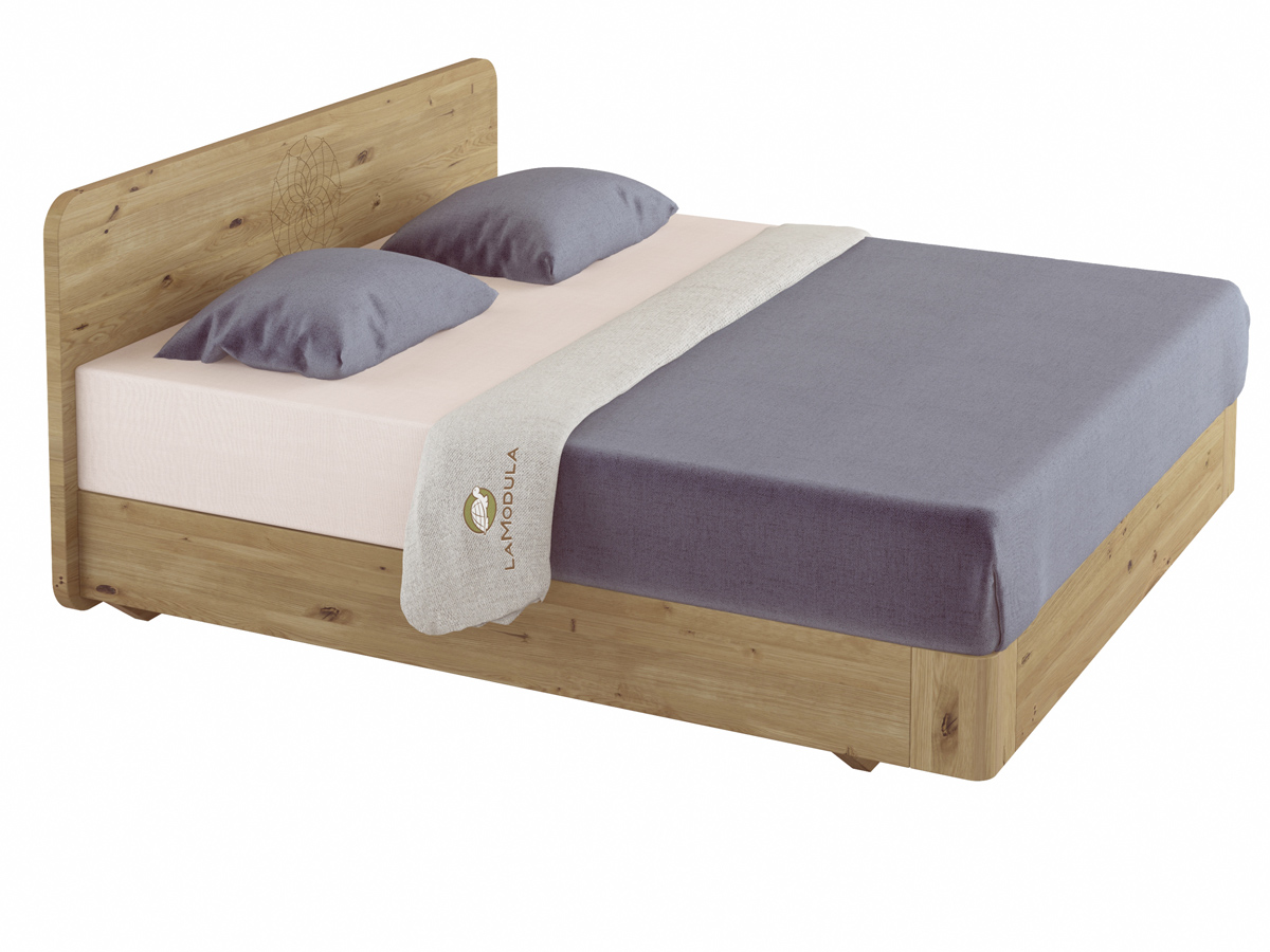 Wildeichenbett "Clara" Boxspring mit Gravur 180 x 200 cm