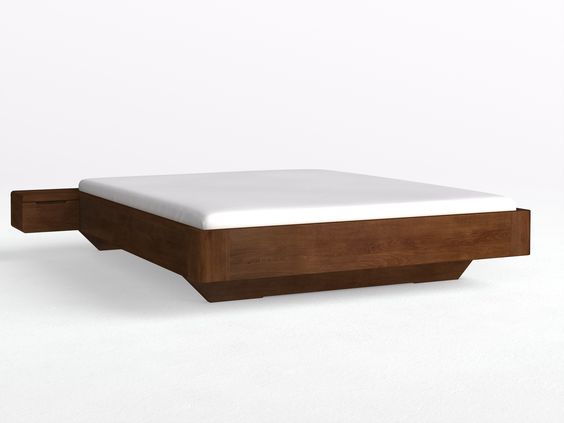 Buchenbett Dunkel „Clarissa" mit zwei Nachttischen Griff: Griffleiste B