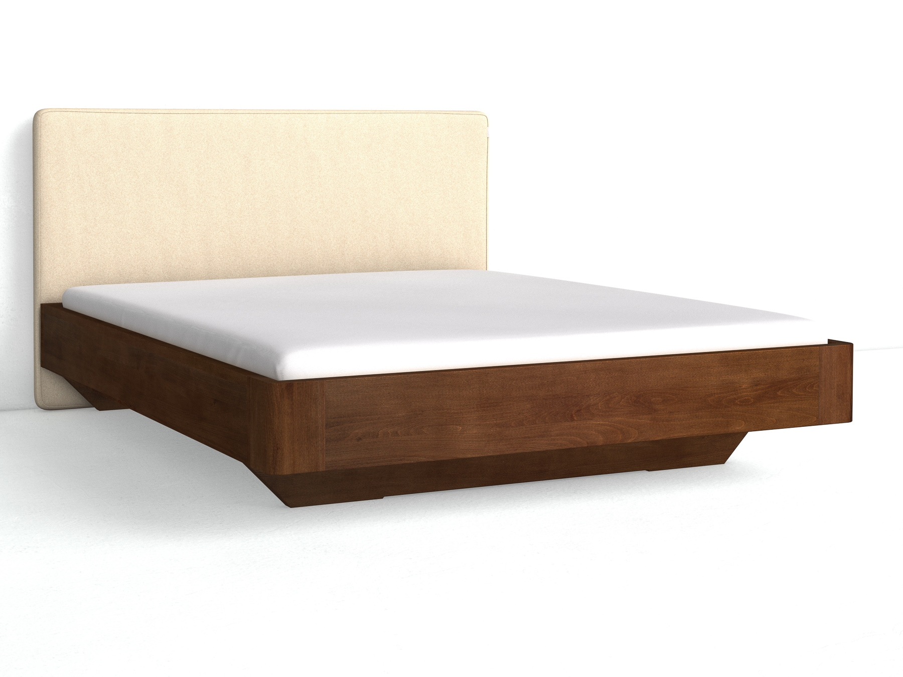 Buchenbett Dunkel „Clarissa" mit Polsterkopfteil „Michael" glatt, 190 cm, Fischgrät in Holunderblüte