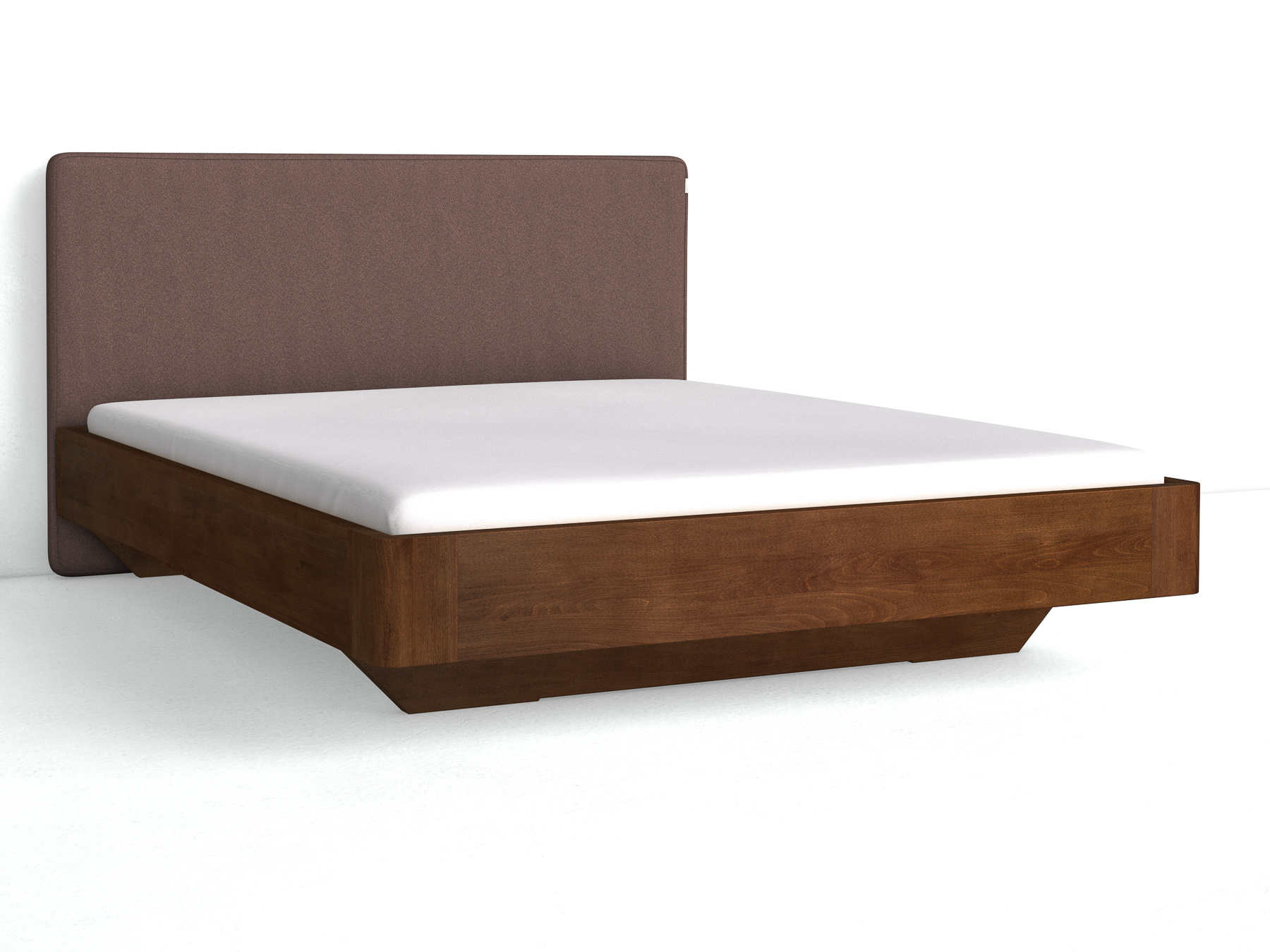 Buchenbett Dunkel „Clarissa" mit Polsterkopfteil „Michael" glatt, 190 cm, Loden in Abenddämmerung